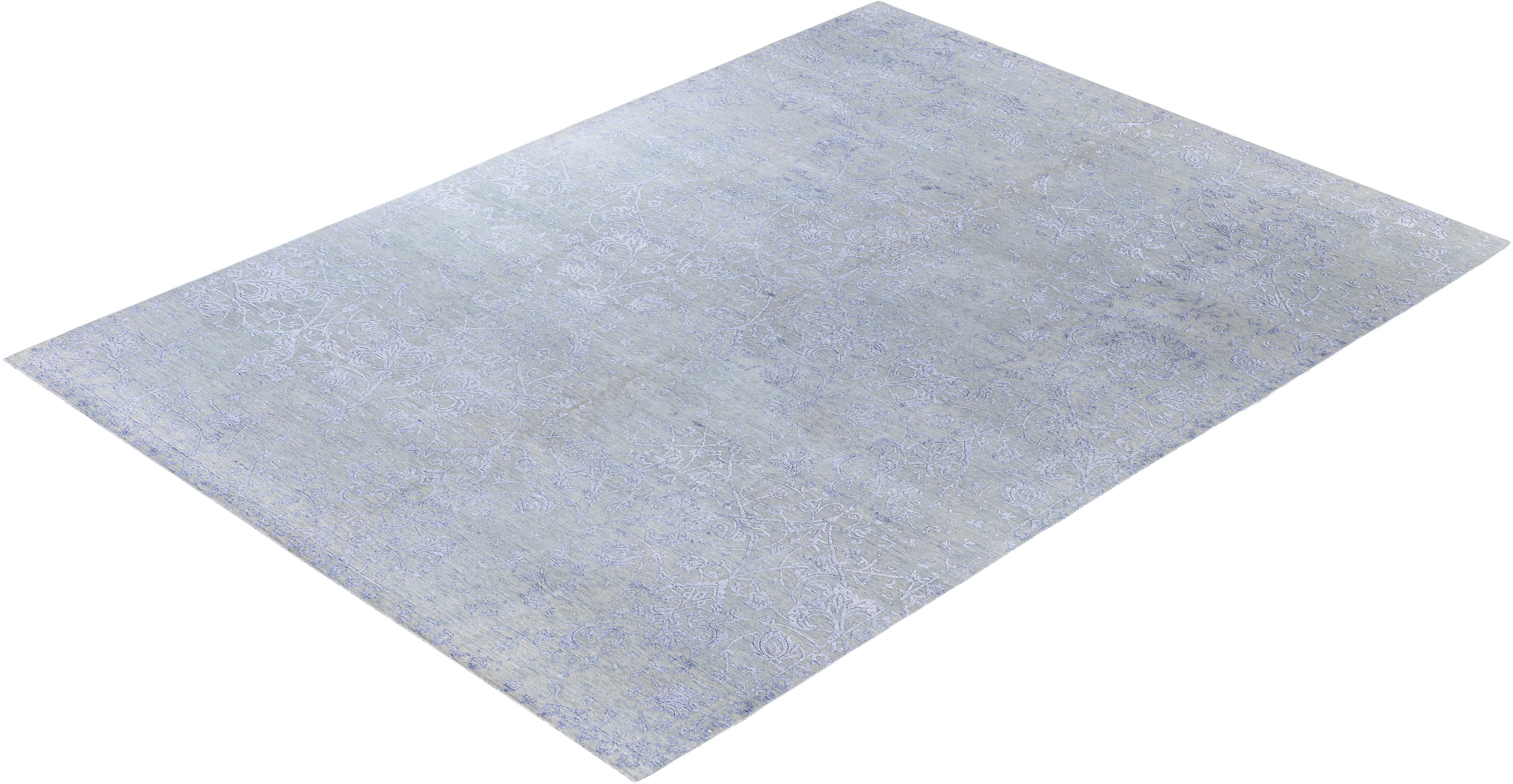 Traditional Abstract Wool, Silk Hand Knoted Gray Area Rugs 8' 10