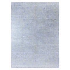 Traditioneller abstrakter handgeknüpfter grauer Teppich aus Wolle und Seide 8' 10" x 12' 1"