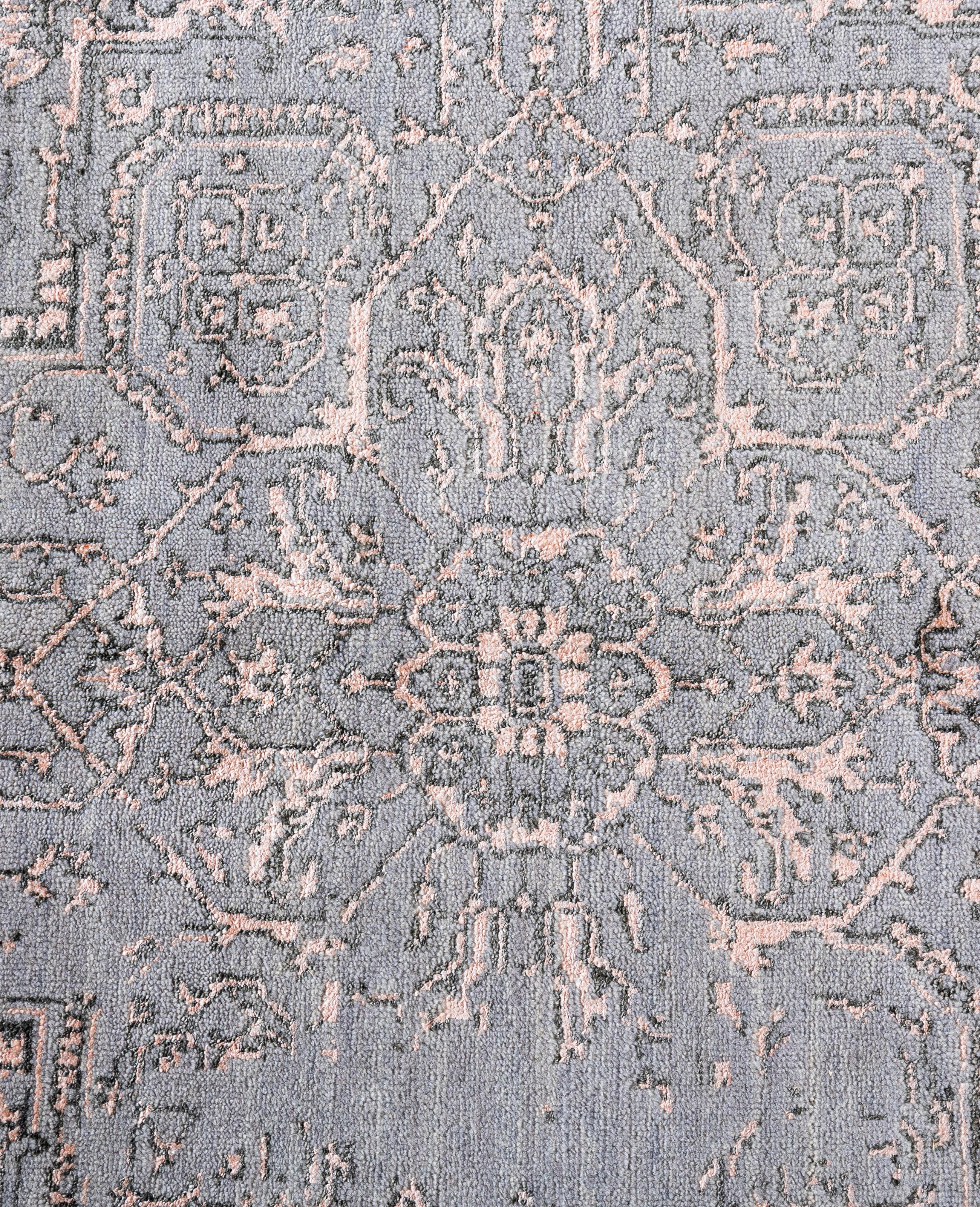 Indiano Traditional Abstract Wool, Silk Hand Knotted Gray Area Rugs 8' 2