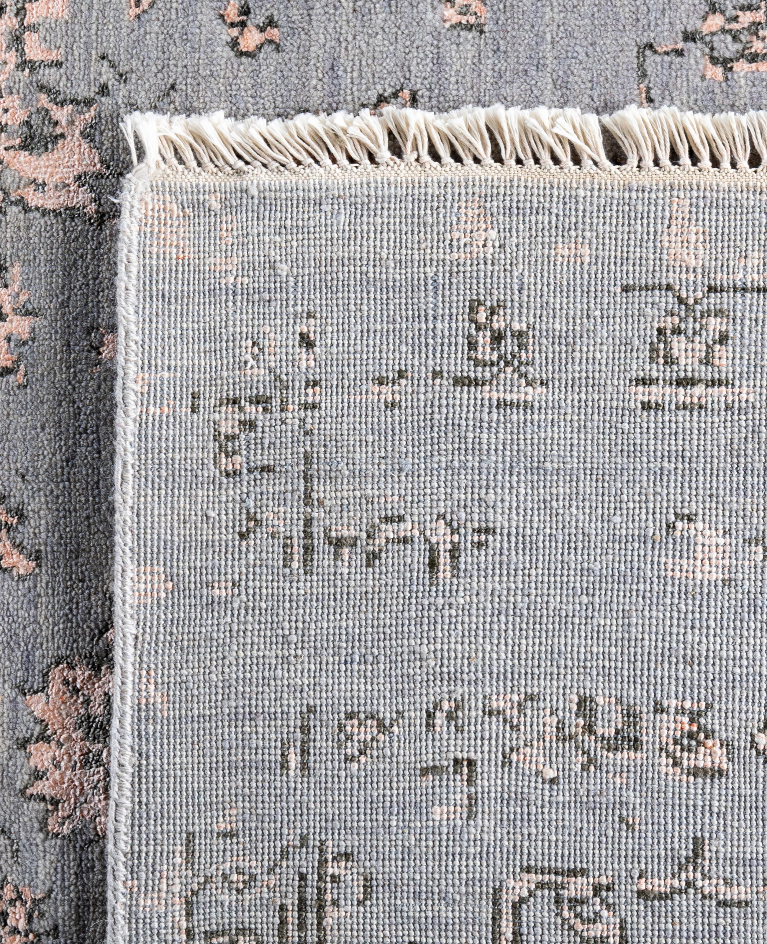 Traditional Abstract Wool, Silk Hand Knotted Gray Area Rugs 8' 2