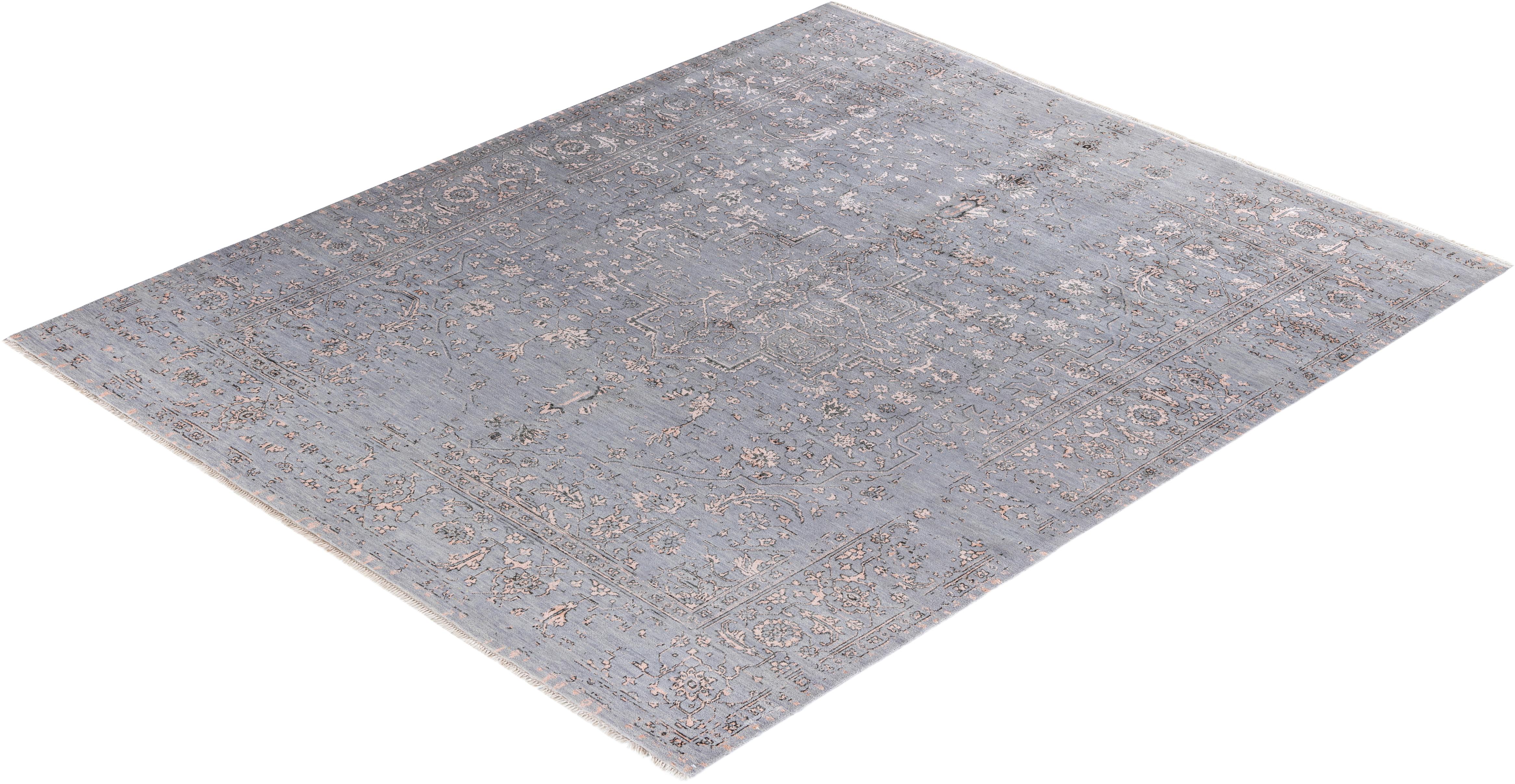 Traditional Abstract Wool, Silk Hand Knotted Gray Area Rugs 8' 2