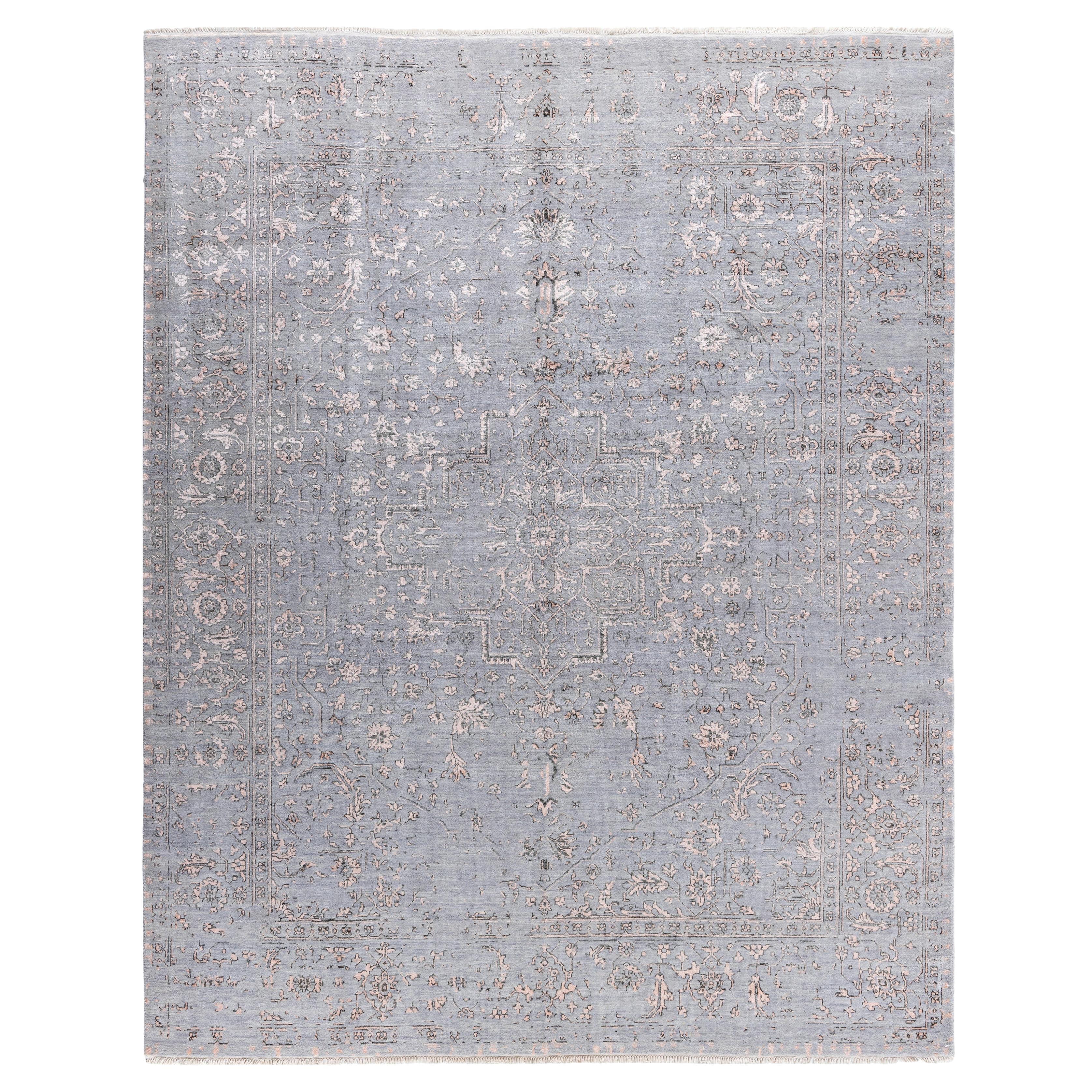 Traditional Abstract Wool, Silk Hand Knotted Gray Area Rugs 8' 2" x 10' 0"