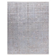 Traditioneller abstrakter handgeknüpfter grauer Teppich aus Wolle und Seide 8' 2" x 10' 0"