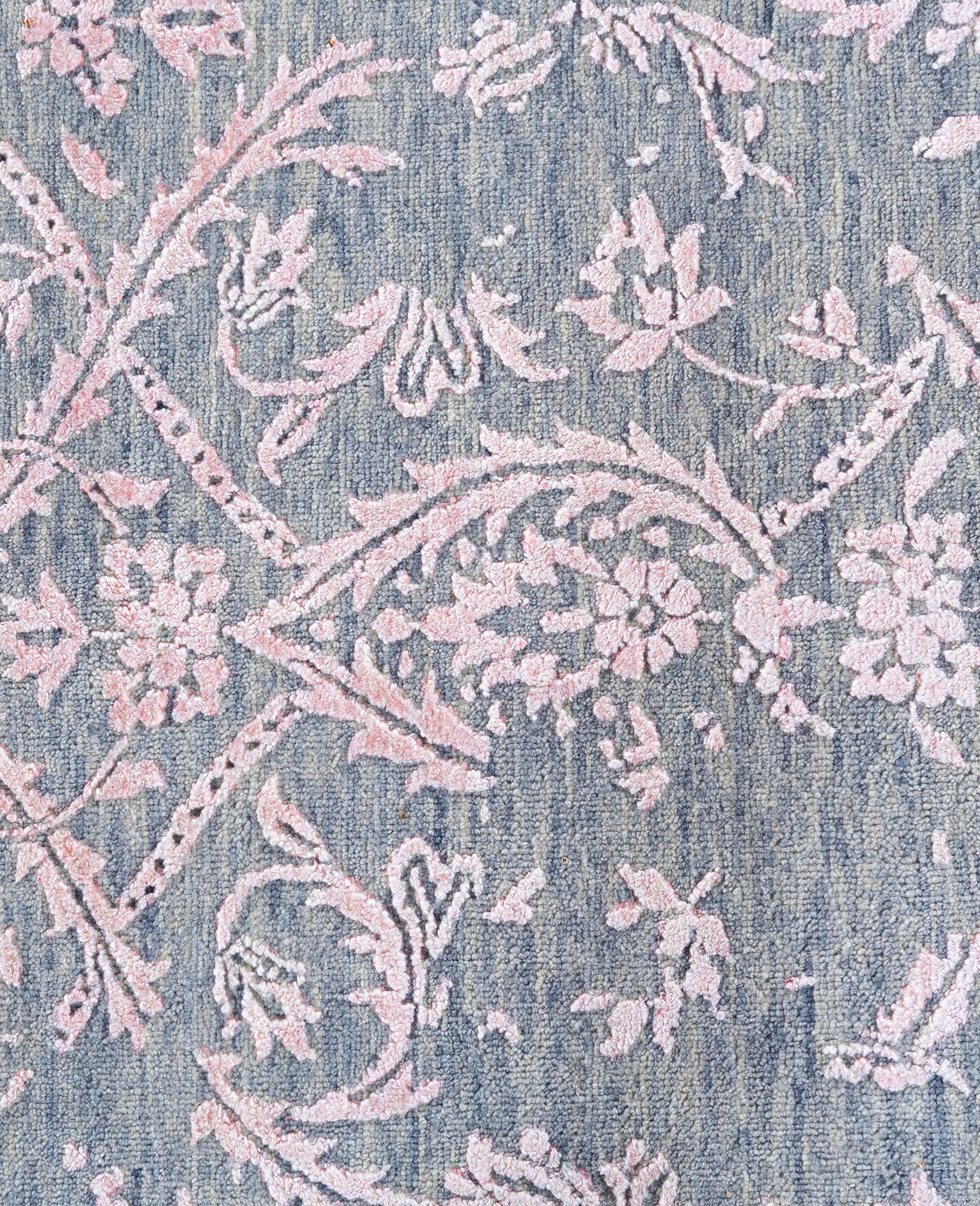 Indiano Traditional Abstract Wool, Silk Hand Knotted Gray Area Rugs 8' 2