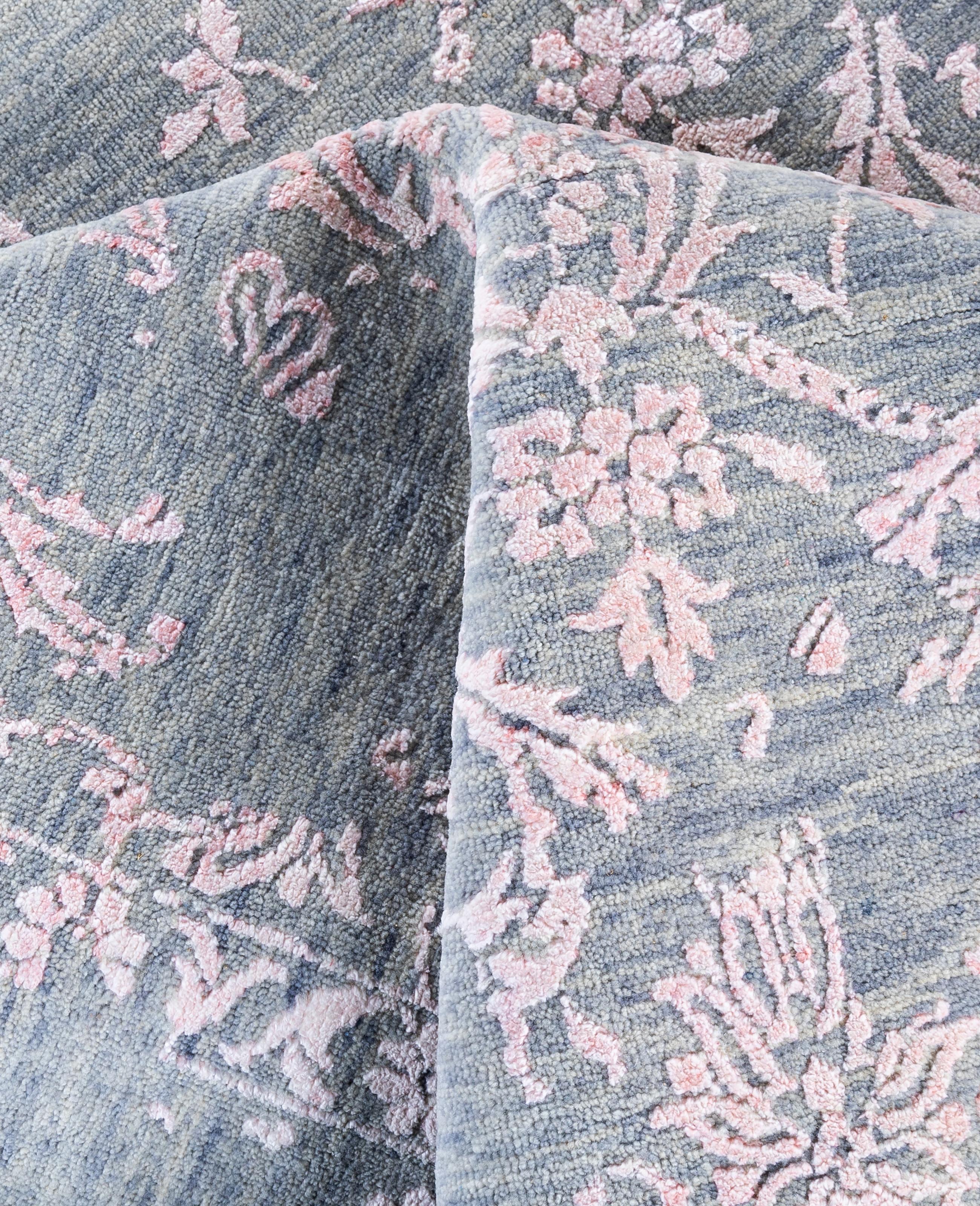 Lana Traditional Abstract Wool, Silk Hand Knotted Gray Area Rugs 8' 2
