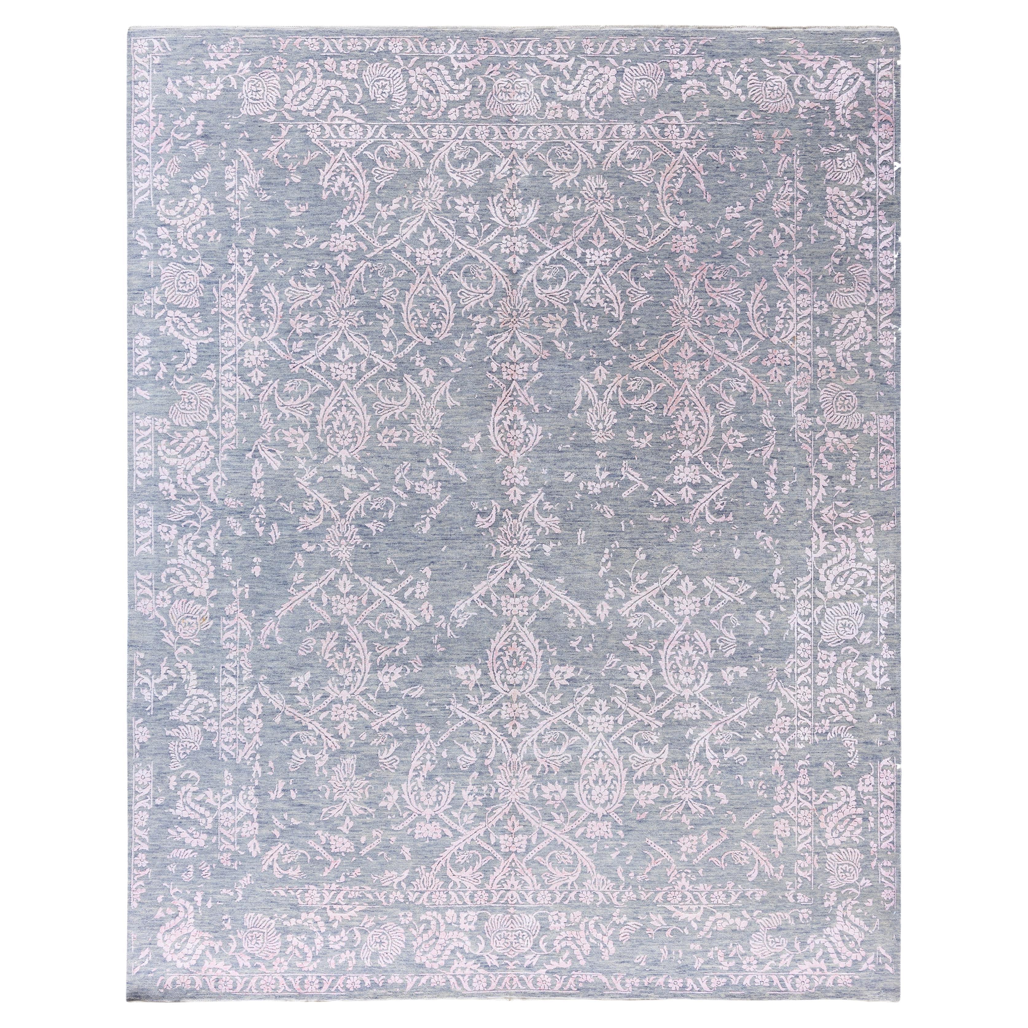 Traditional Abstract Wool, Silk Hand Knotted Gray Area Rug 8' 2" x 10' 1"