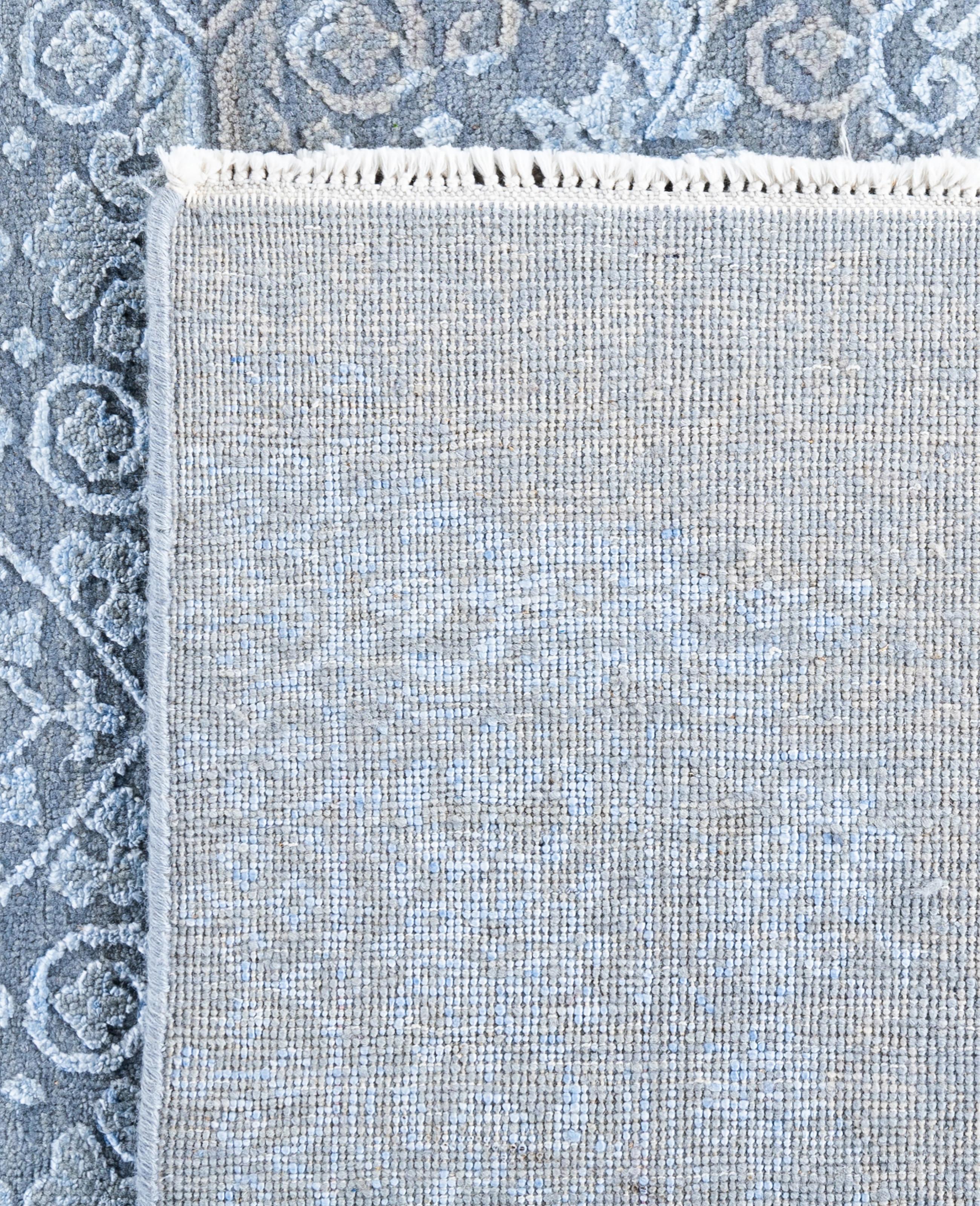 Traditional Abstract Wool, Silk Hand Knoted Gray Area Rugs 8' 2