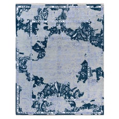 Traditional Abstract Wool, Silk Hand Knoted Gray Area Rugs 8' 2" x 10' 2"
