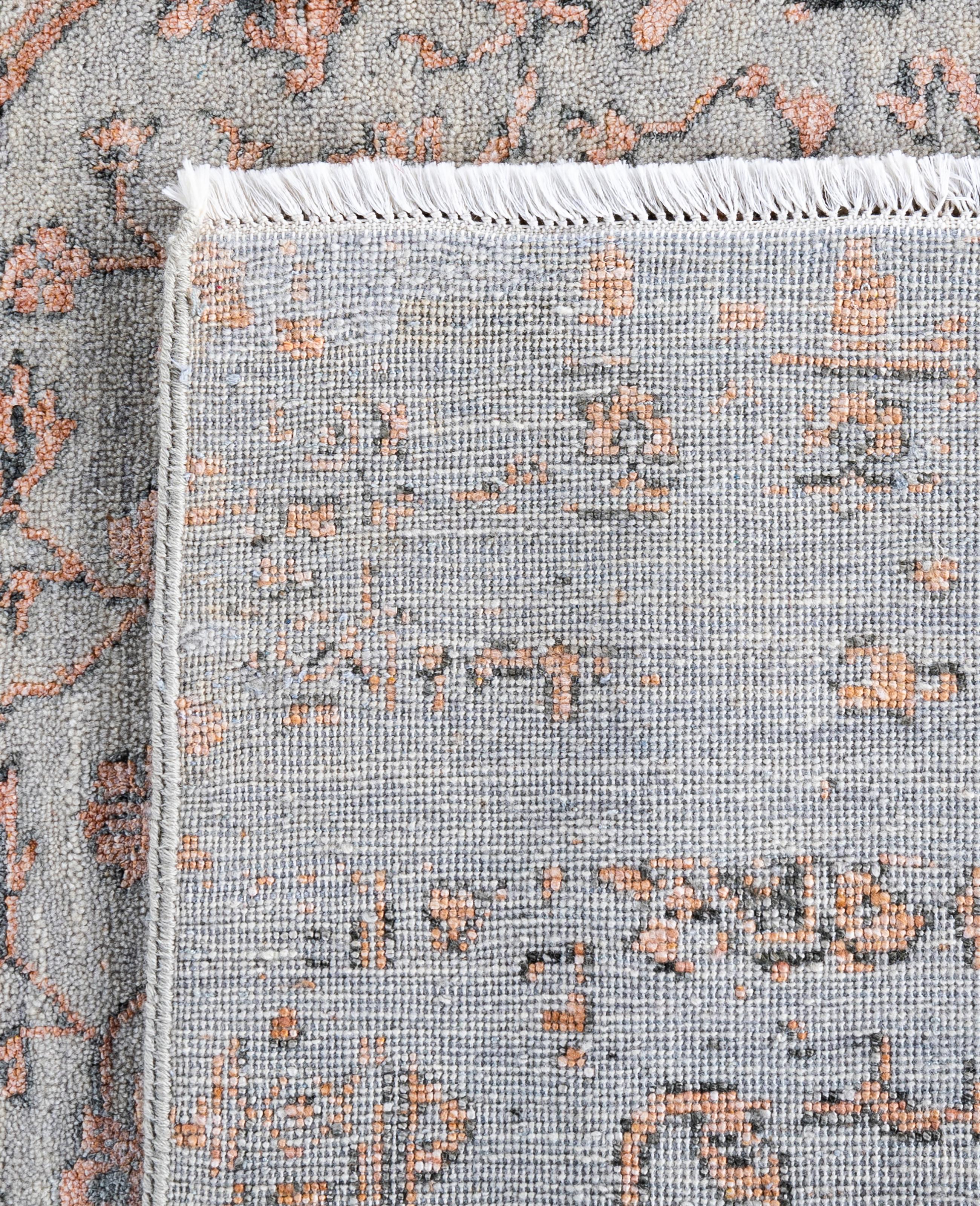 Alfombra Tradicional Abstracta de Lana y Seda Anudada a Mano Gris 2 x 3 cm en Nuevo estado para la venta en Norwalk, CT