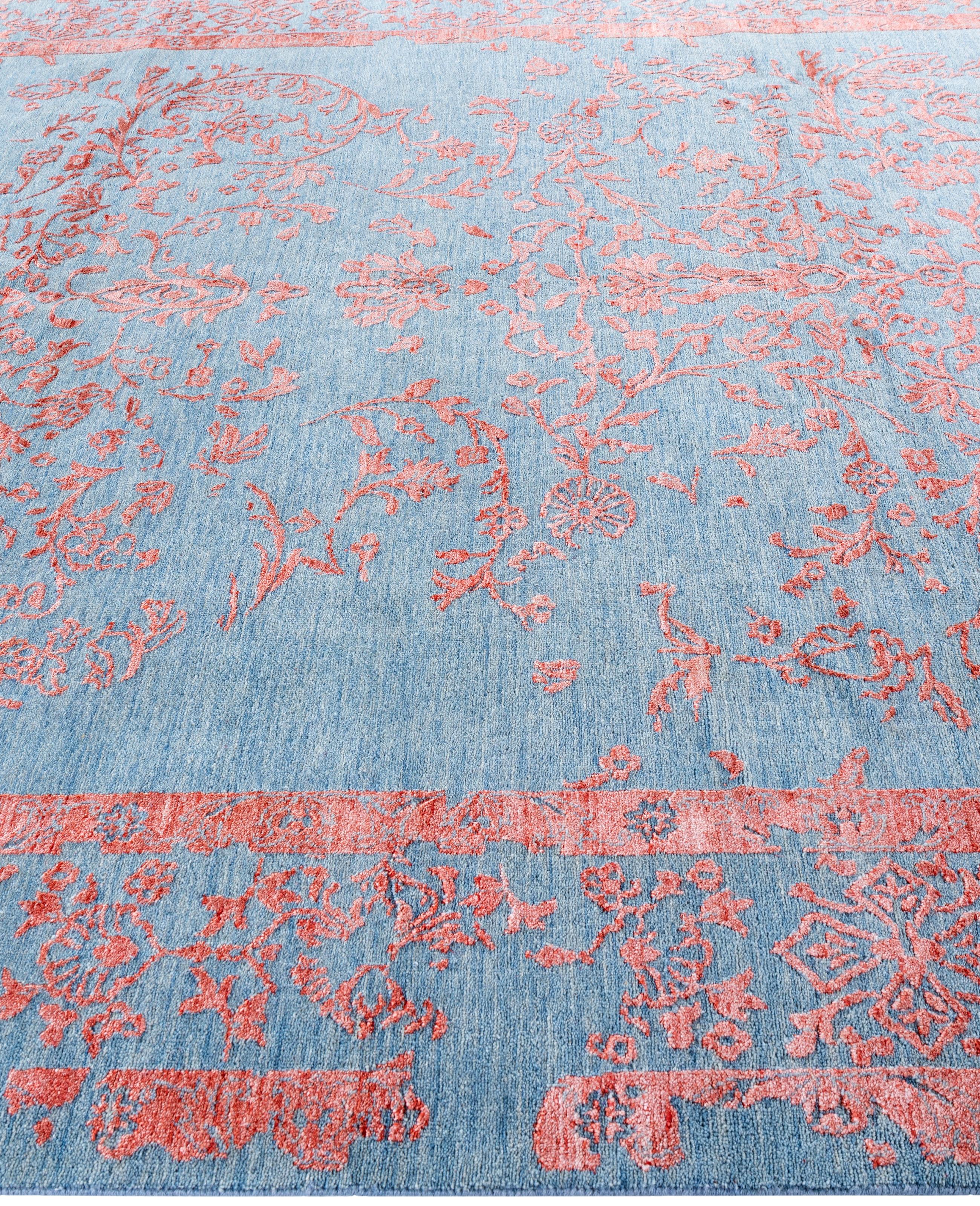 Annodato a mano Traditional Abstract Wool, Silk Hand Knoted Gray Area Rugs 8' 3