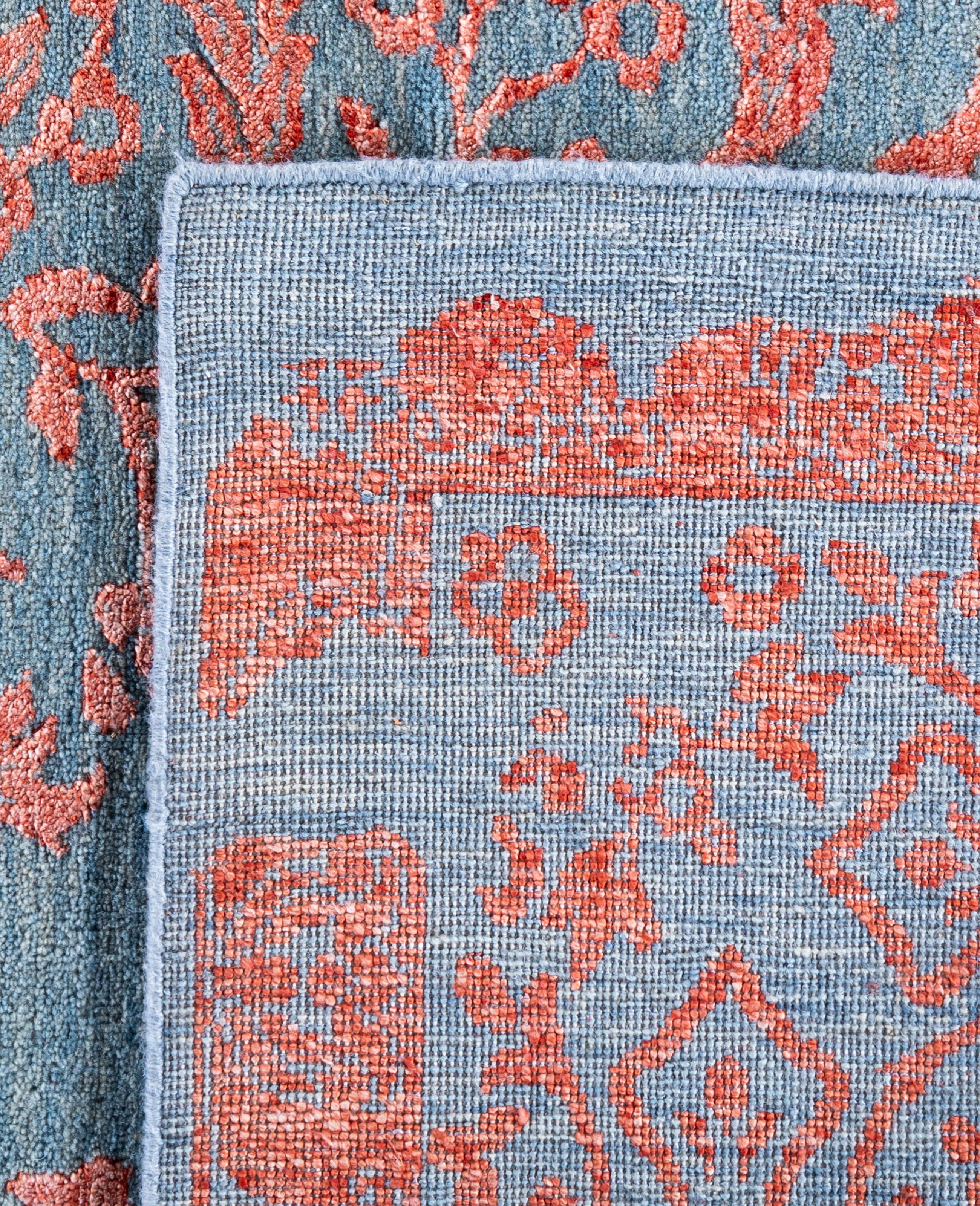 Traditional Abstract Wool, Silk Hand Knoted Gray Area Rugs 8' 3