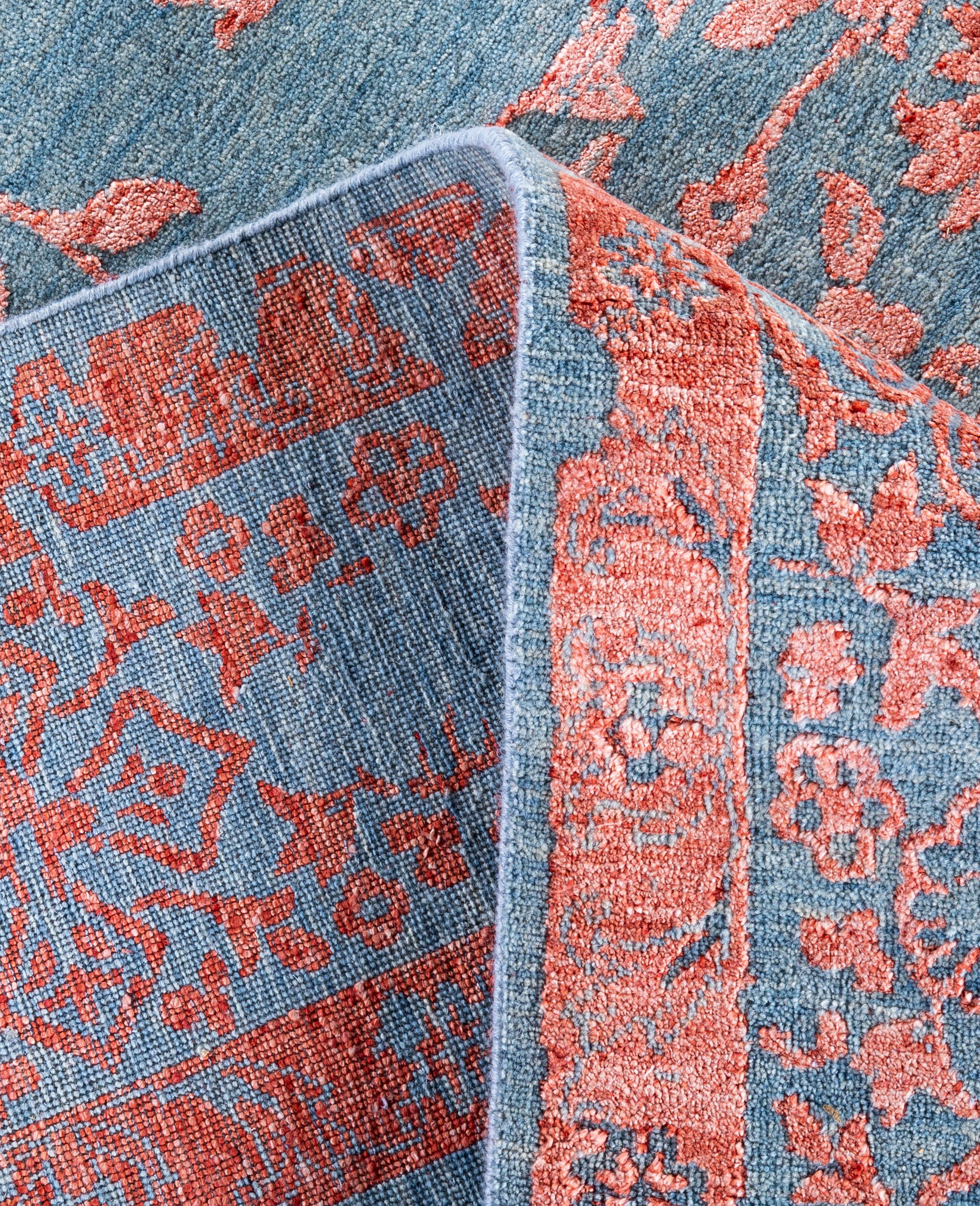 XXI secolo e contemporaneo Traditional Abstract Wool, Silk Hand Knoted Gray Area Rugs 8' 3