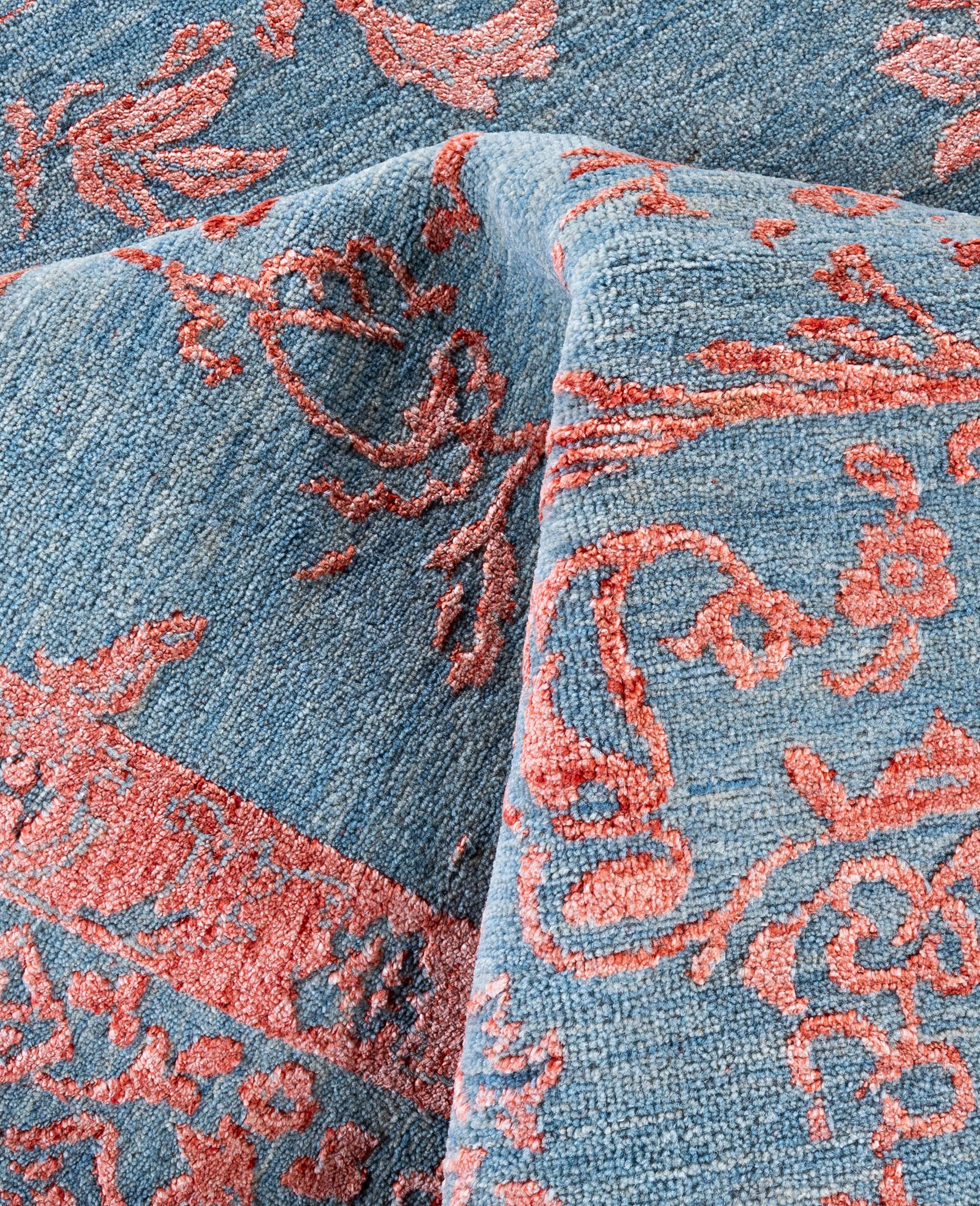 Lana Traditional Abstract Wool, Silk Hand Knoted Gray Area Rugs 8' 3