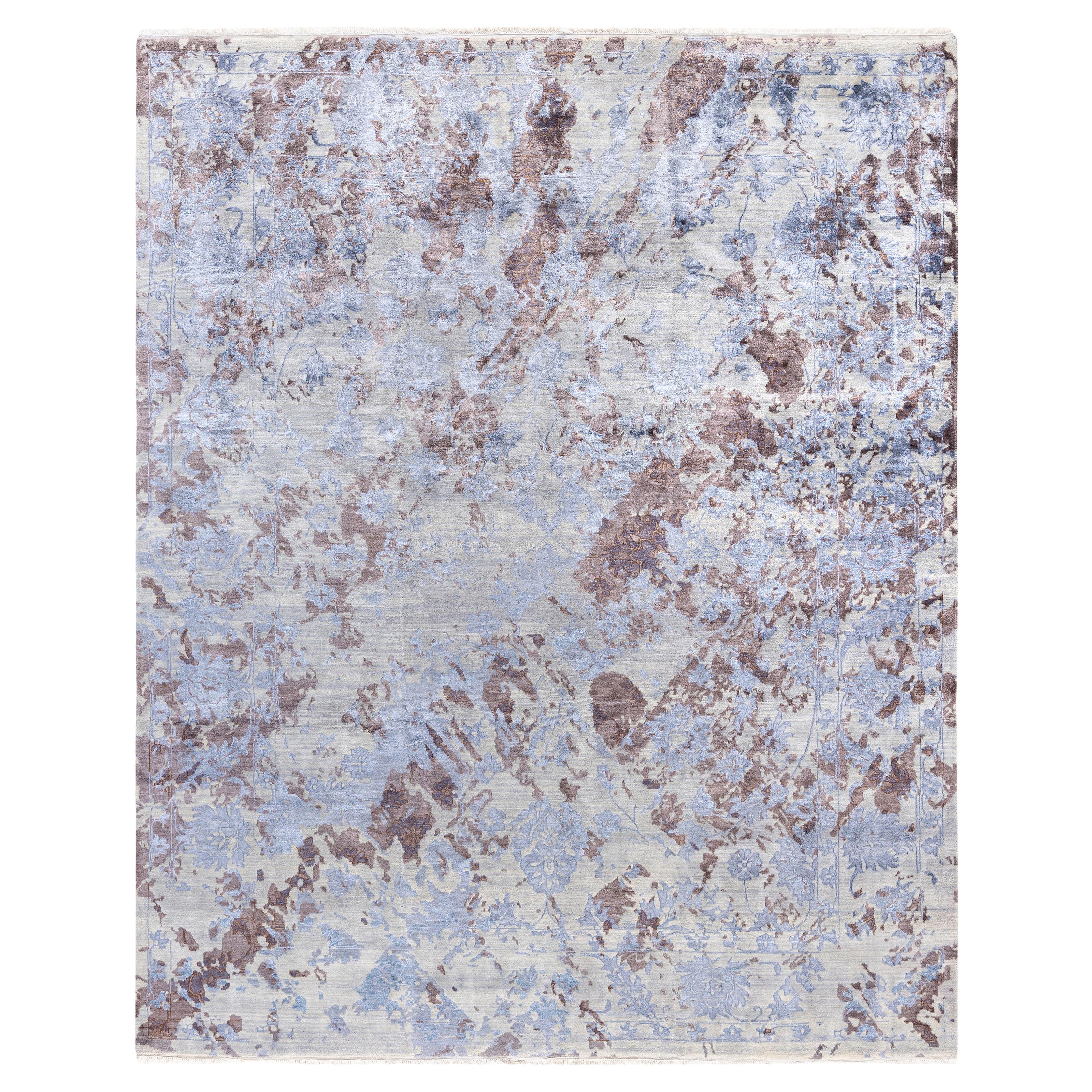 Traditional Abstract Wool, Silk Hand Knotted Gray Area Rugs 8' 4" x 10' 3"
