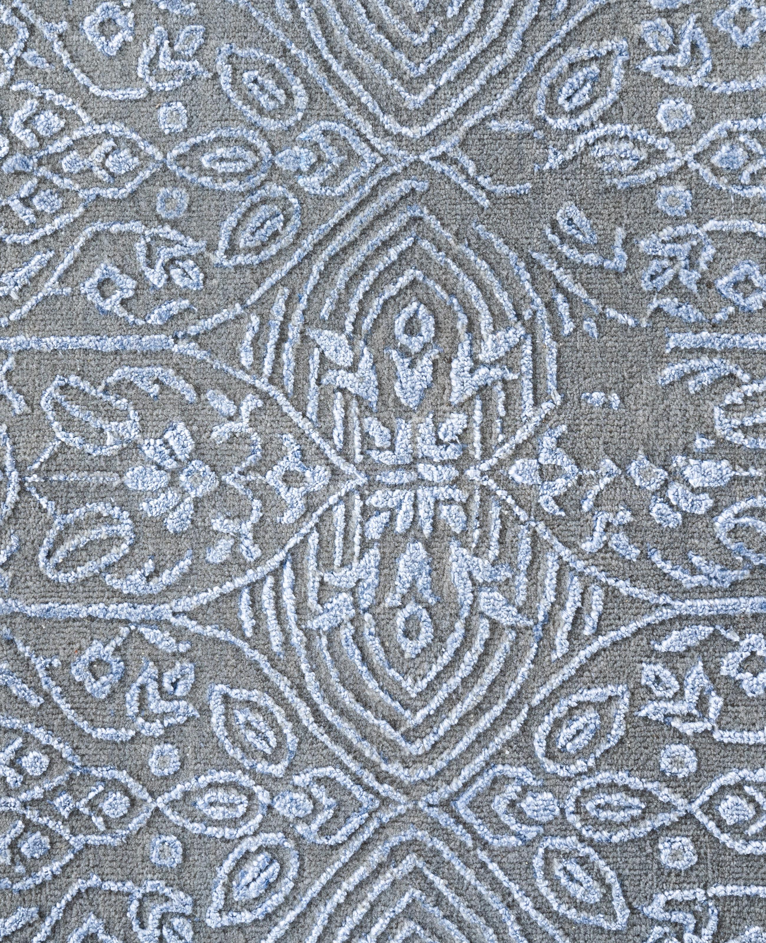 Indiano Traditional Abstract Wool, Silk Hand Knoted Gray Area Rugs 8' 9