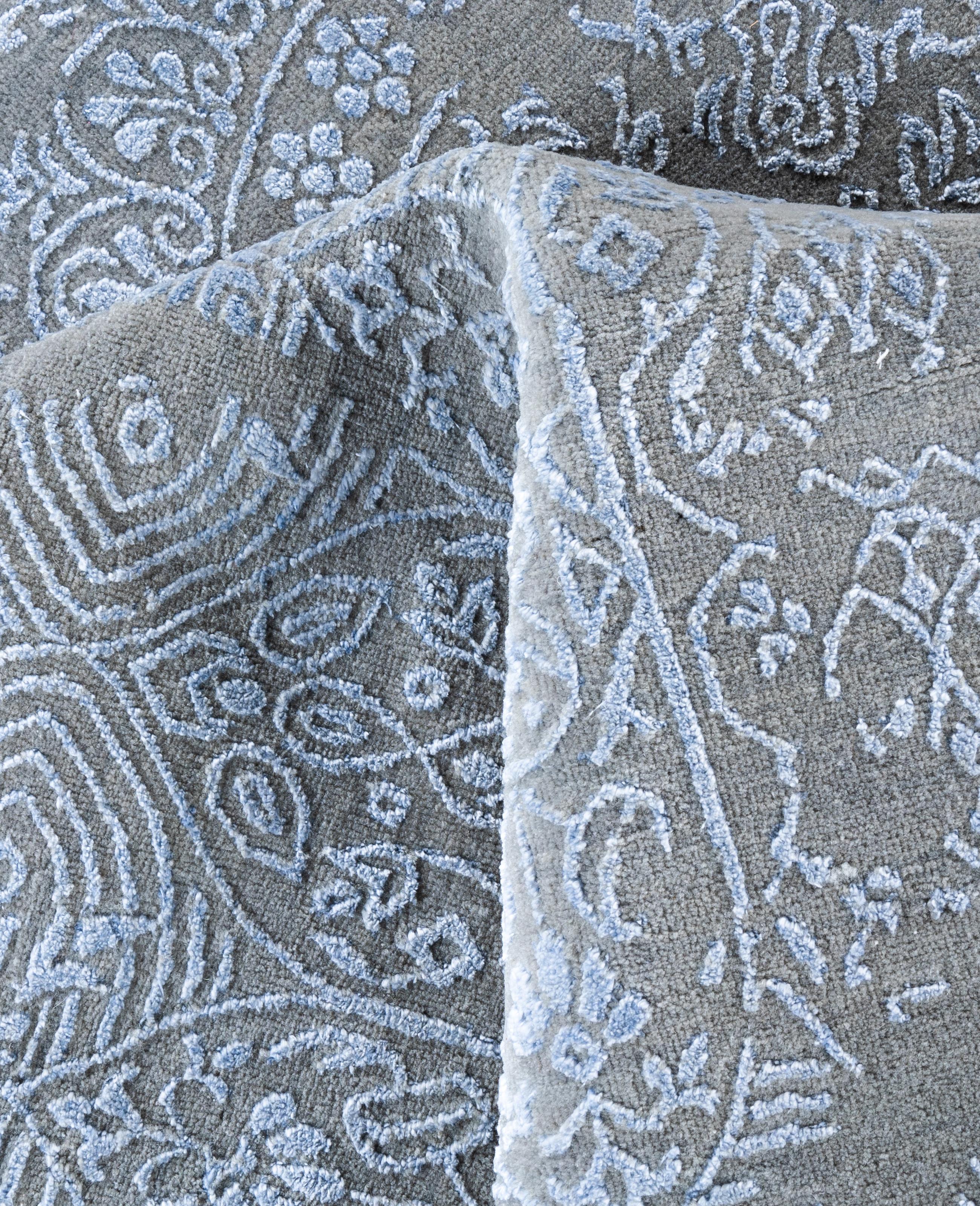 Lana Traditional Abstract Wool, Silk Hand Knoted Gray Area Rugs 8' 9