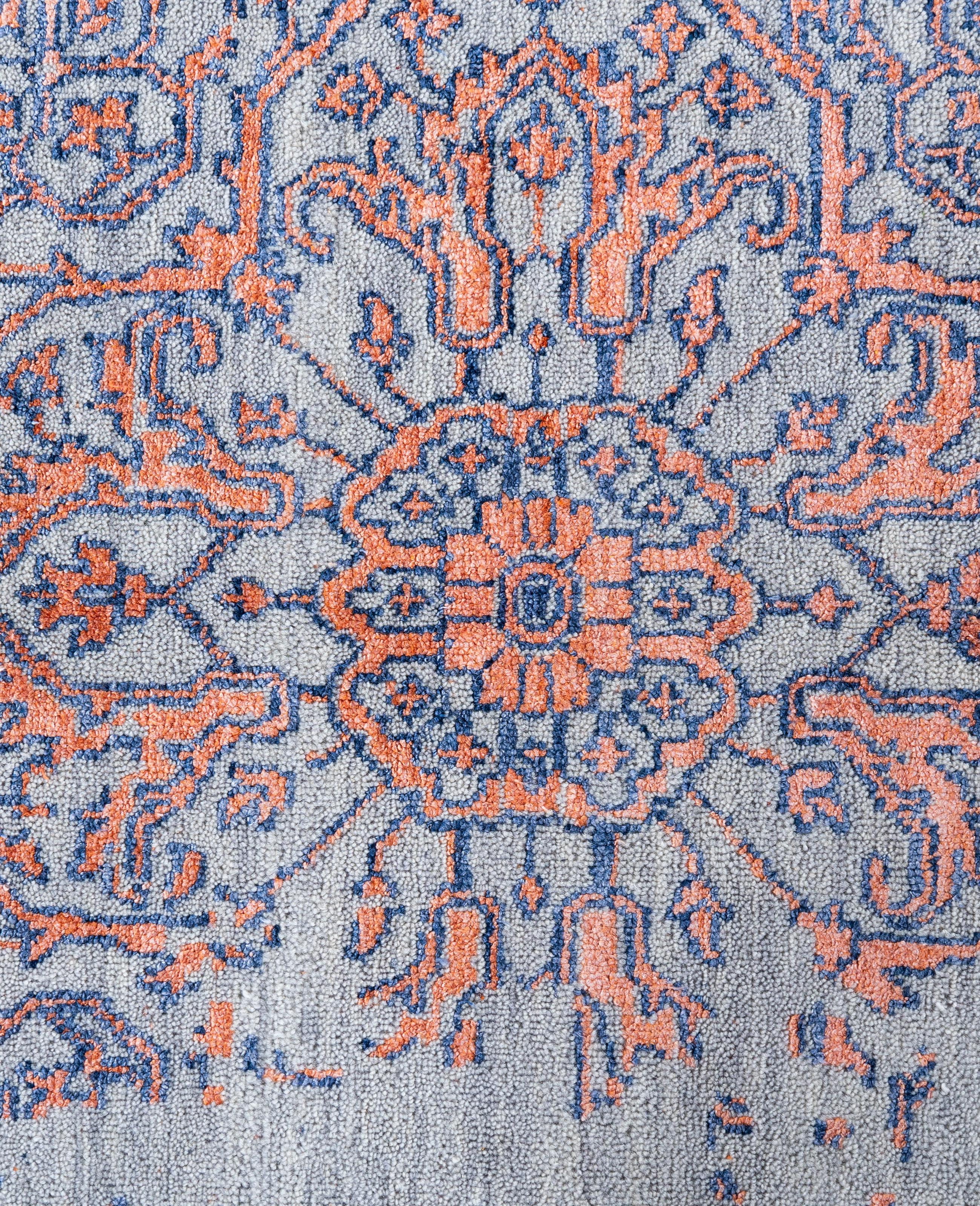 Indiano Traditional Abstract Wool, Silk Hand Knotted Gray Area Rugs 9' 0