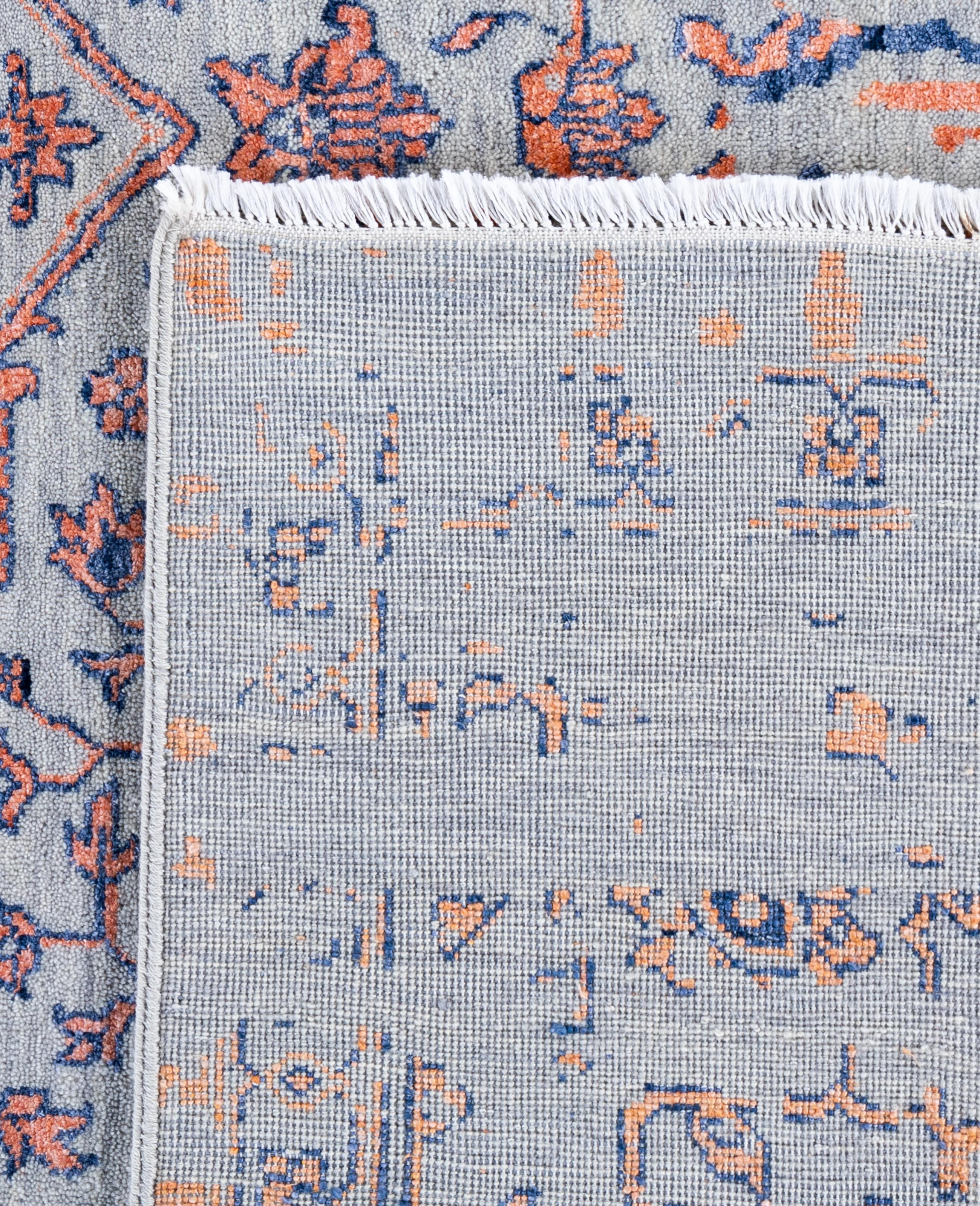 Traditional Abstract Wool, Silk Hand Knotted Gray Area Rugs 9' 0