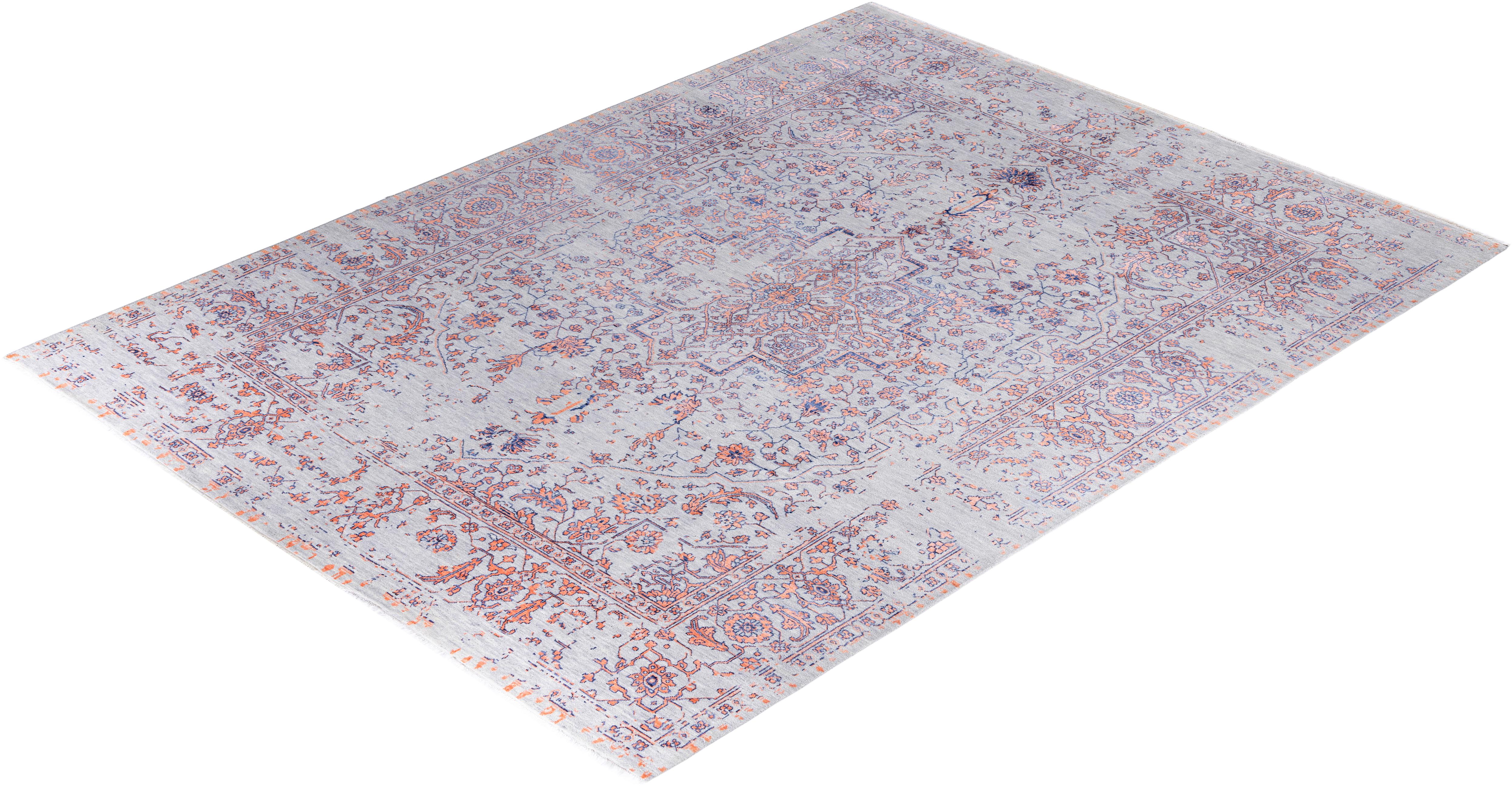 Traditional Abstract Wool, Silk Hand Knotted Gray Area Rugs 9' 0