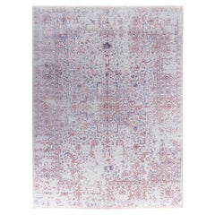 Traditioneller abstrakter handgeknüpfter grauer Teppich aus Wolle und Seide 9' 0" x 11' 10"