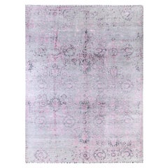 Traditioneller abstrakter handgeknüpfter grauer Teppich aus Wolle und Seide 9' 0" x 11' 10"