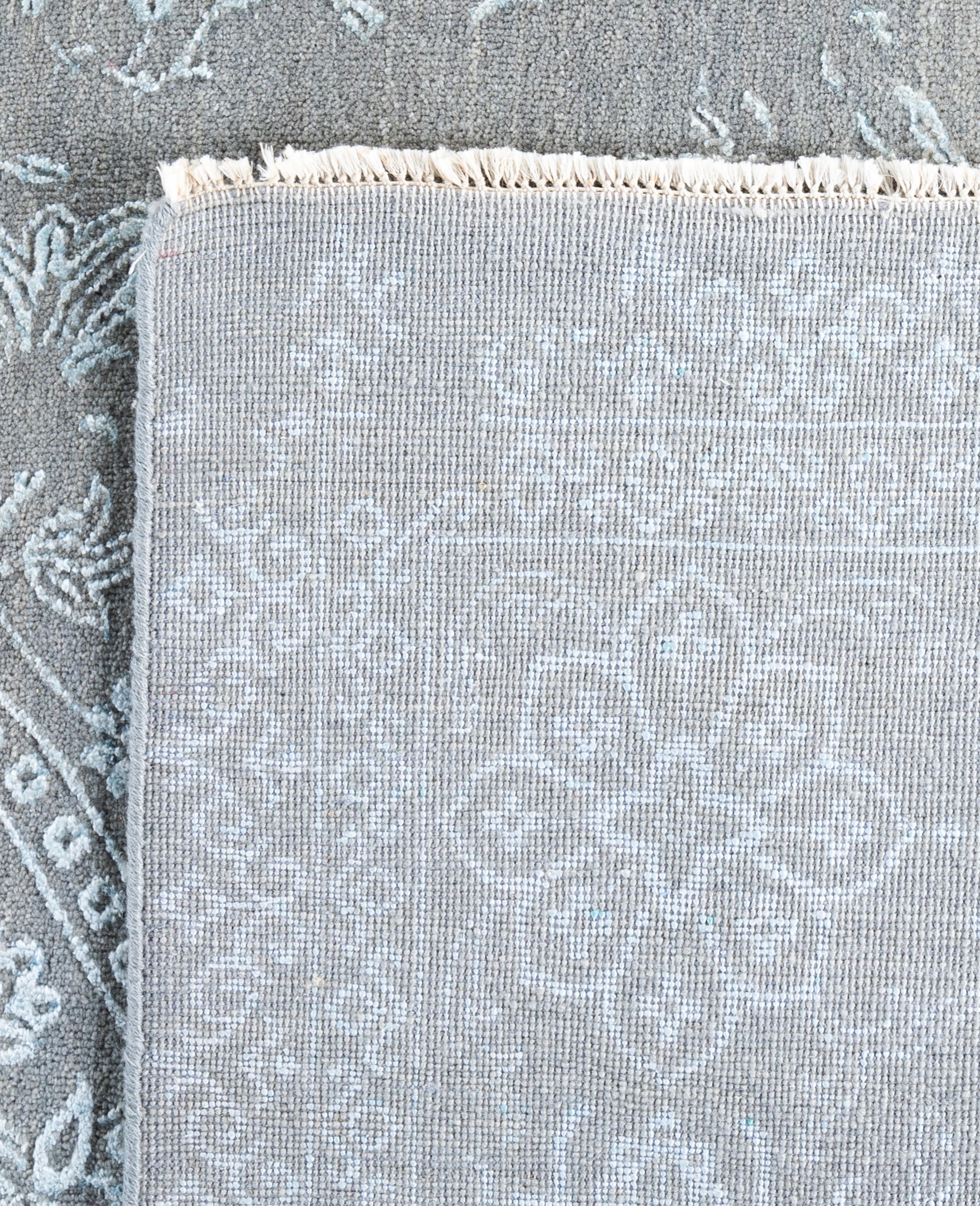 Traditional Abstract Wool, Silk Hand Knotted Gray Area Rugs 9' 0