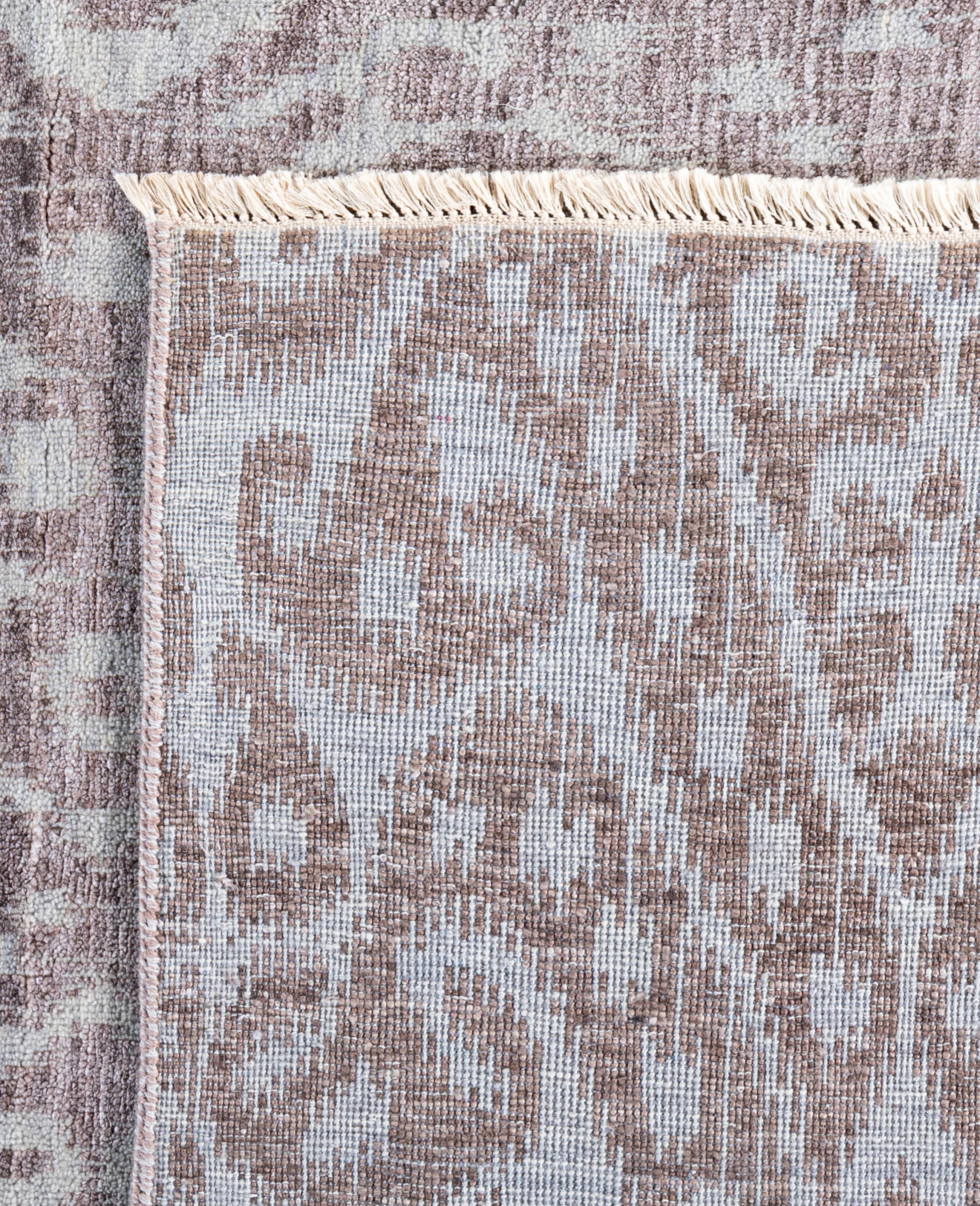 Traditional Abstract Wool, Silk Hand Knotted Gray Area Rugs 9' 0