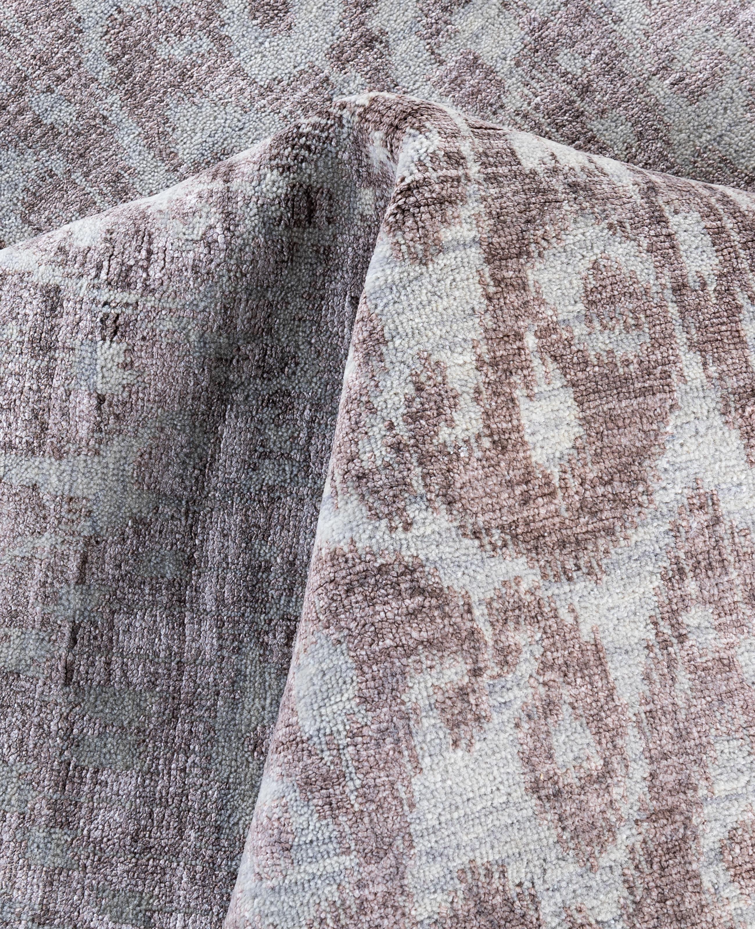 Lana Traditional Abstract Wool, Silk Hand Knotted Gray Area Rugs 9' 0