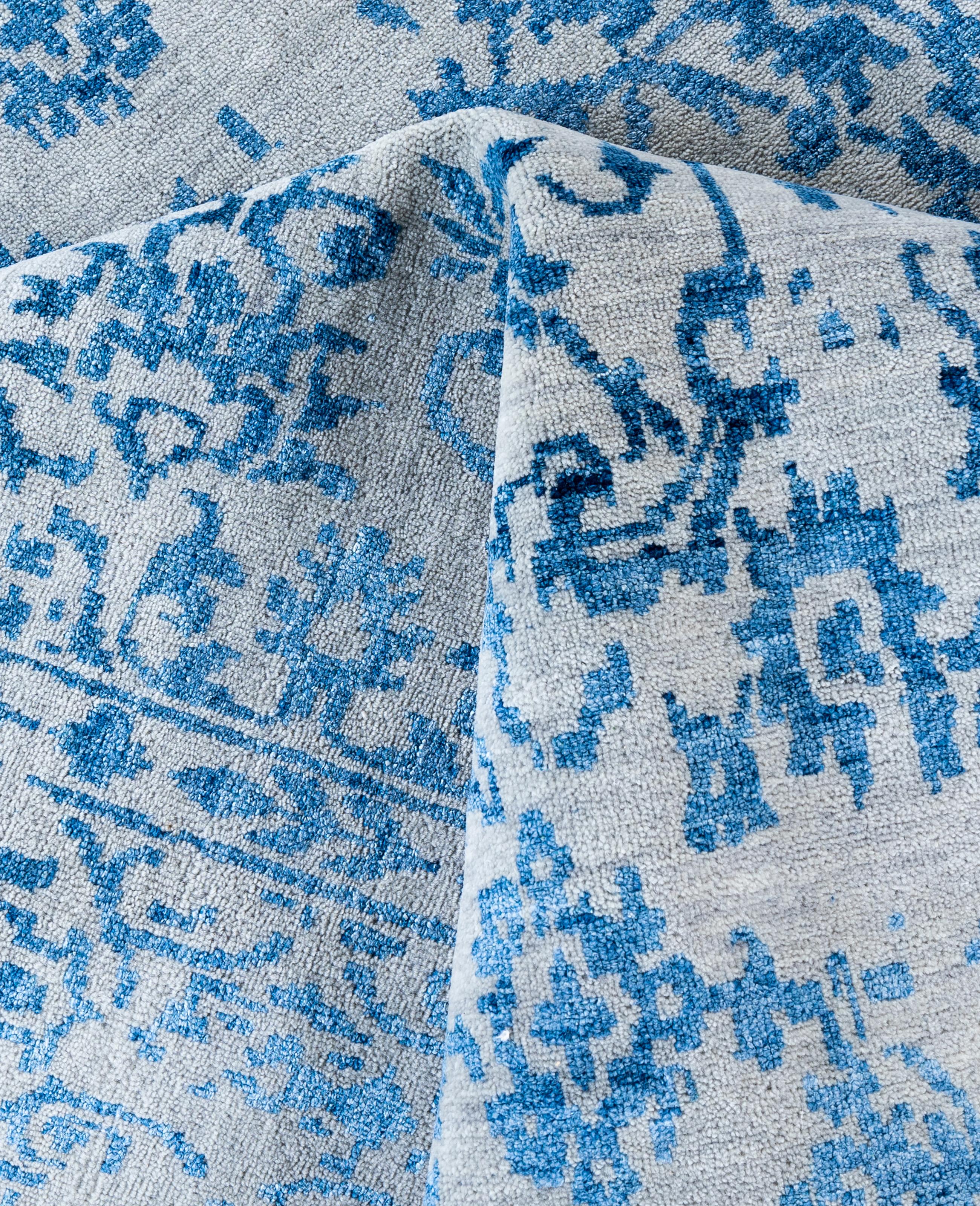 Lana Traditional Abstract Wool, Silk Hand Knotted Gray Area Rugs 9' 0