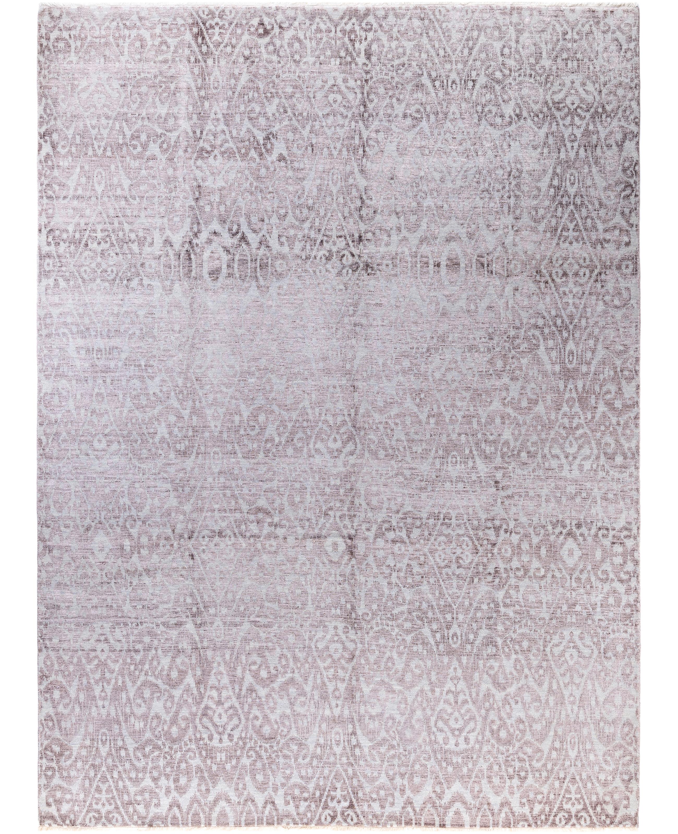 Traditional Abstract Wool, Silk Hand Knotted Gray Area Rug 9' 0" x 12' 3"