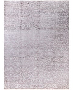 Traditioneller abstrakter handgeknüpfter grauer Teppich aus Wolle und Seide 9' 0" x 12' 3"