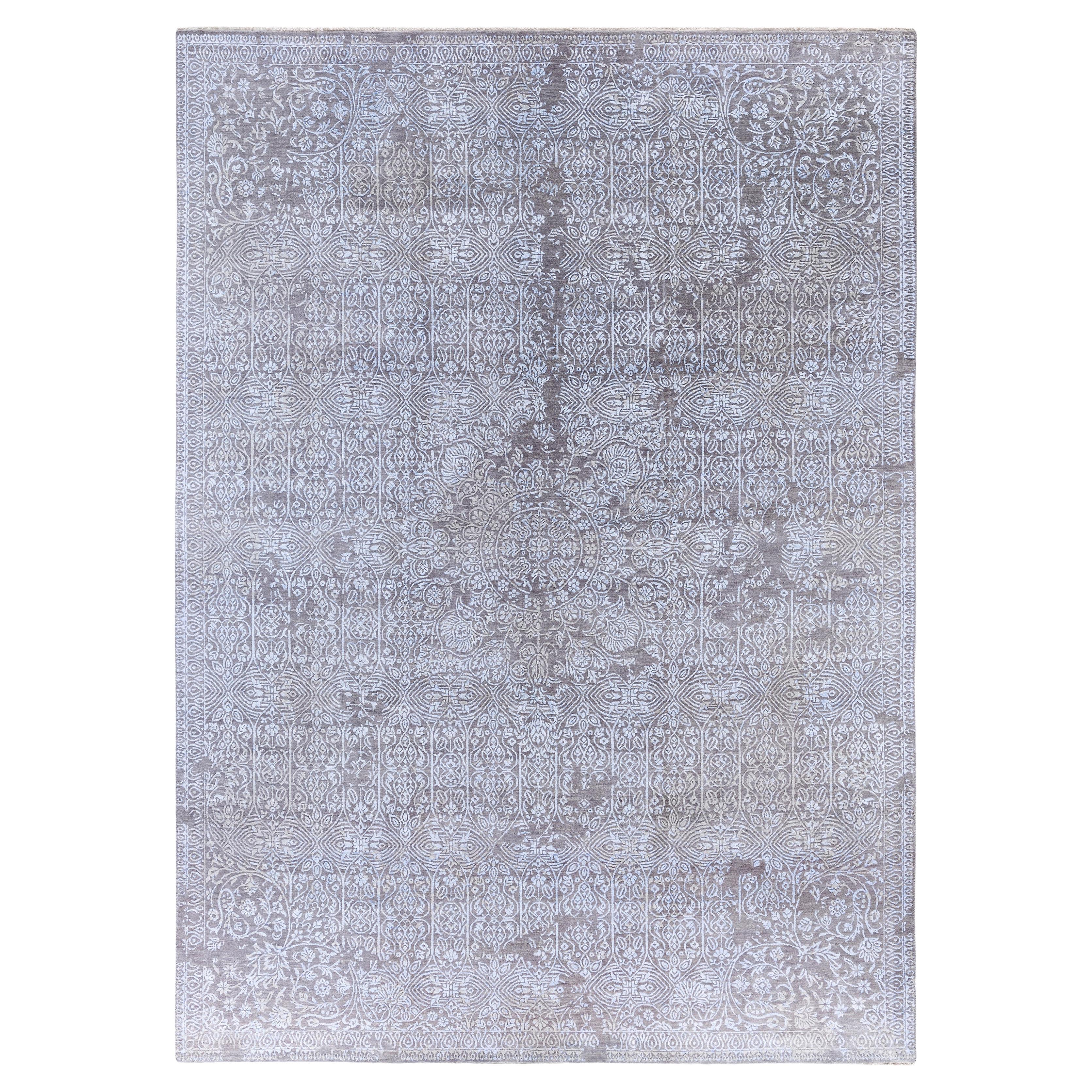 Traditional Abstract Wool, Silk Hand Knotted Gray Area Rugs 9' 0" x 12' 3"