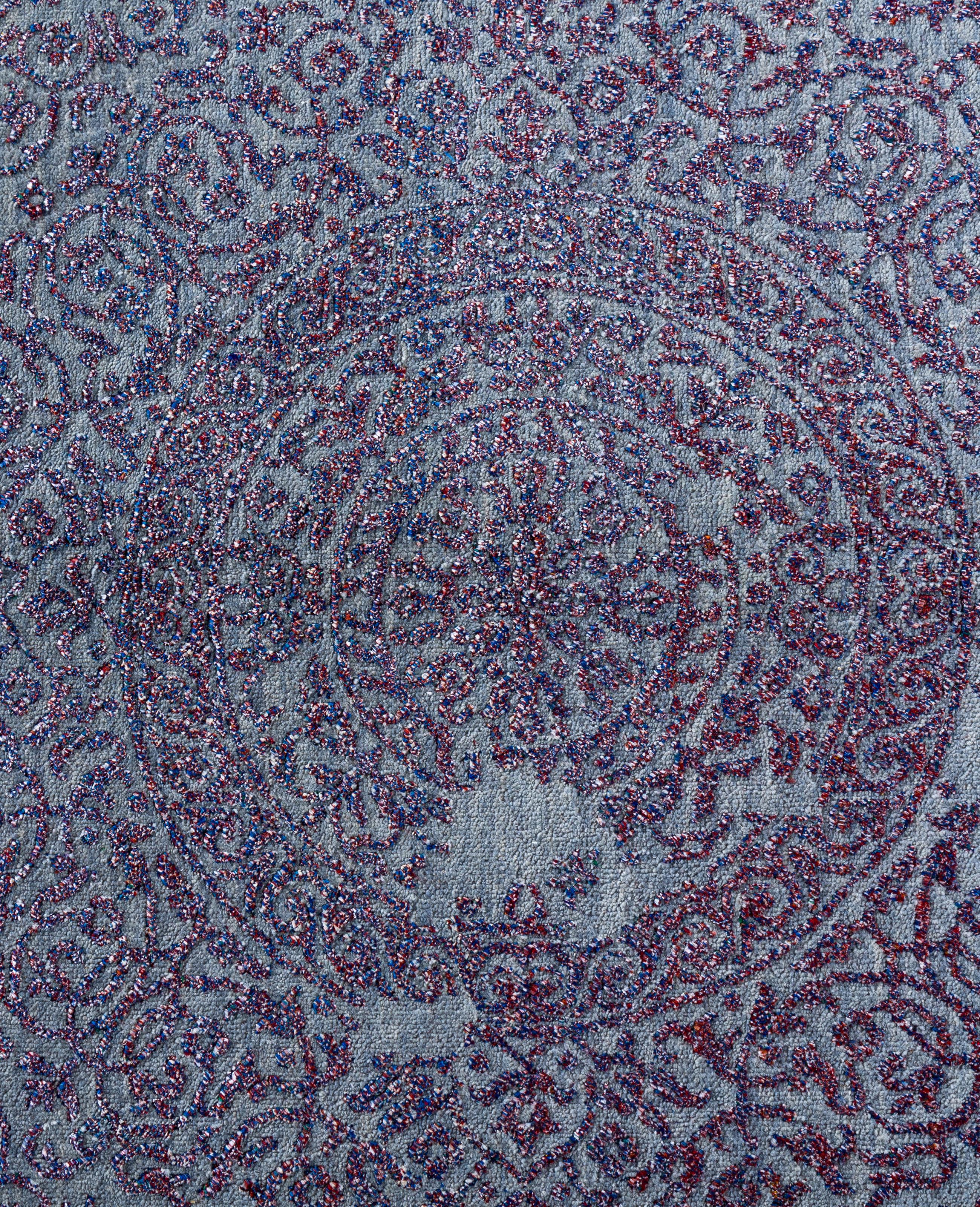 Indiano Traditional Abstract Wool, Silk Hand Knotted Gray Area Rugs 9' 0