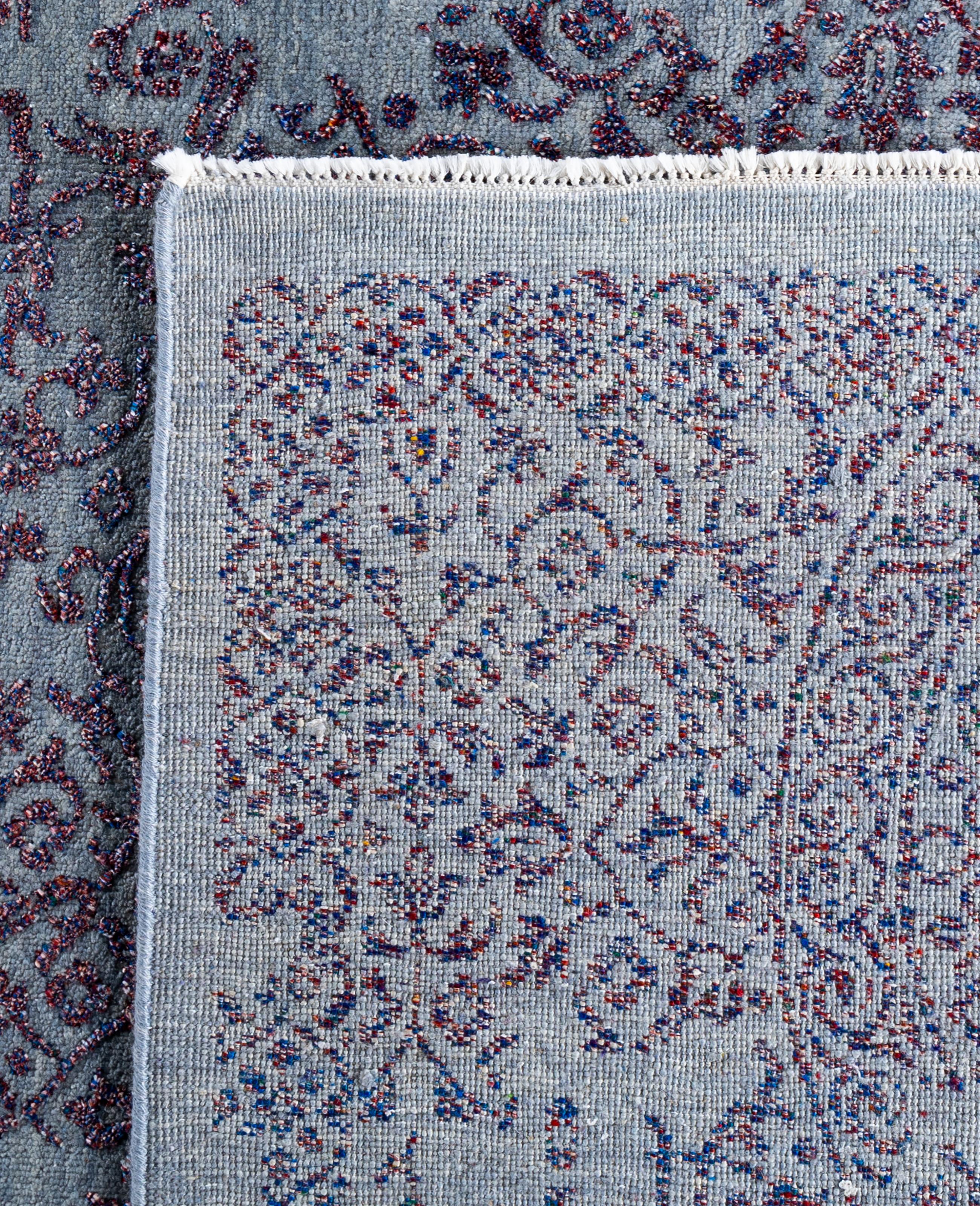 Traditional Abstract Wool, Silk Hand Knotted Gray Area Rugs 9' 0