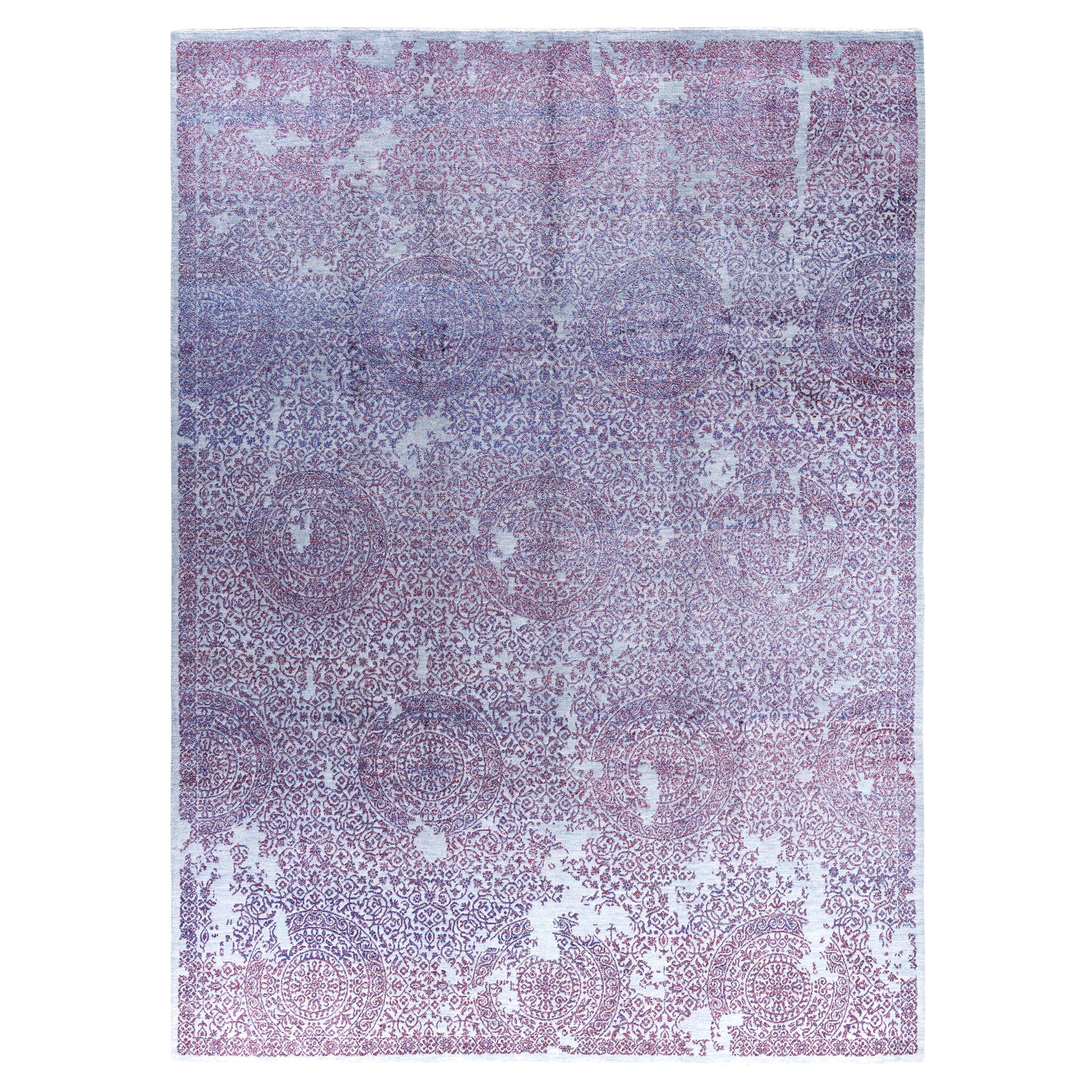Traditional Abstract Wool, Silk Hand Knotted Gray Area Rugs 9' 0" x 12' 4"