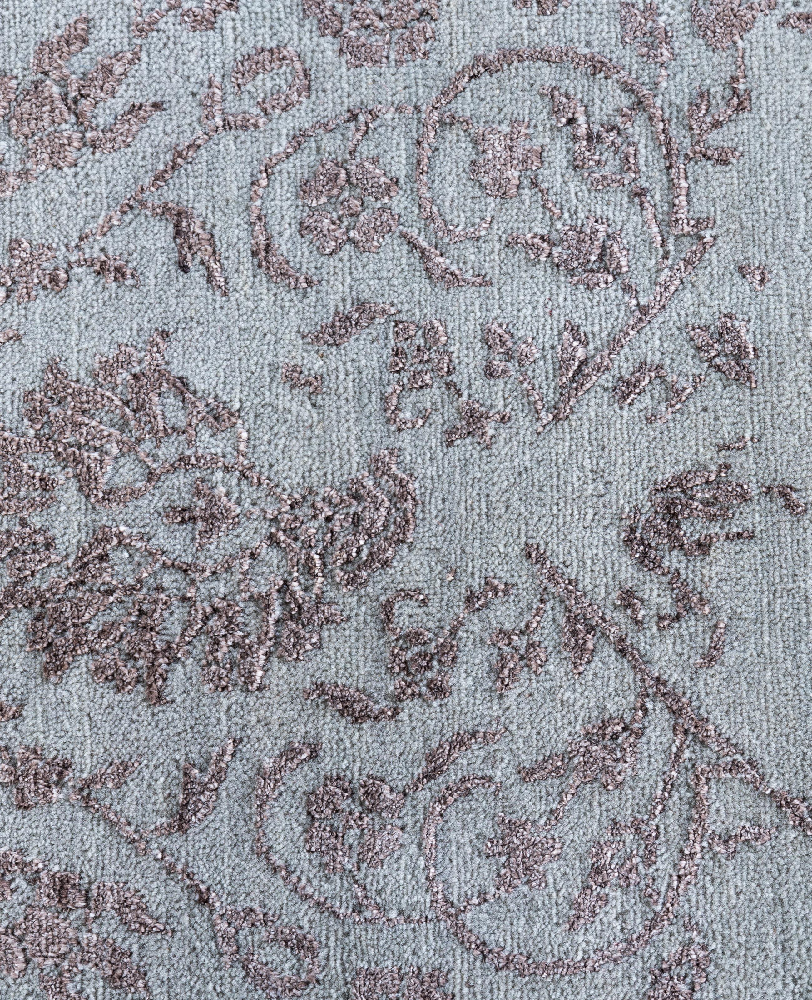 Indiano Traditional Abstract Wool, Silk Hand Knoted Gray Area Rugs 9' 1