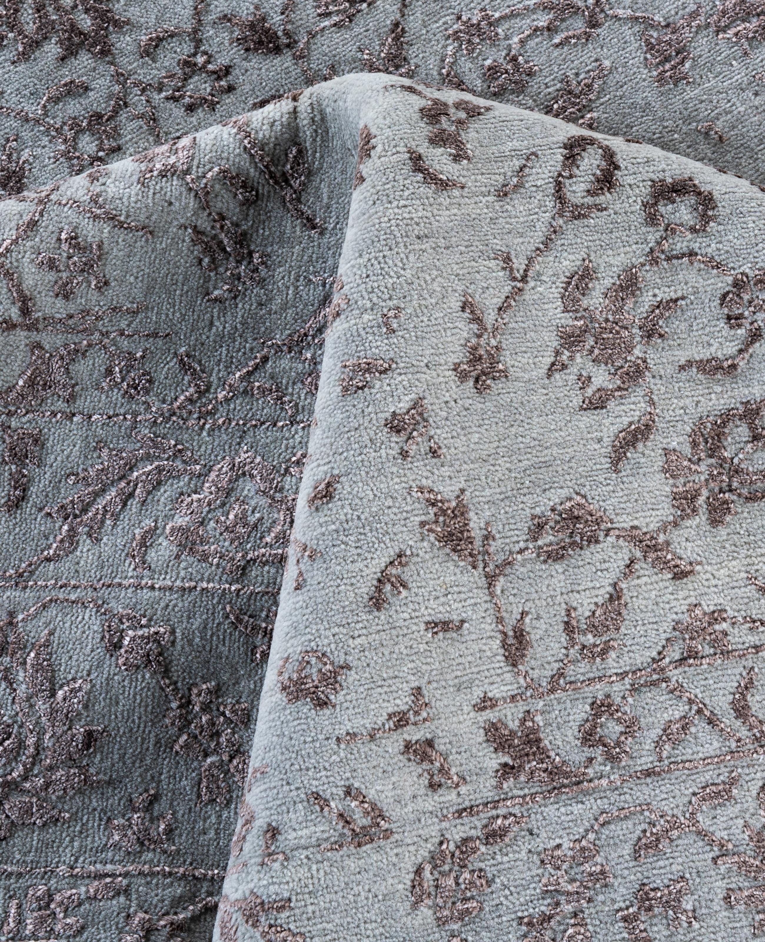 Lana Traditional Abstract Wool, Silk Hand Knoted Gray Area Rugs 9' 1