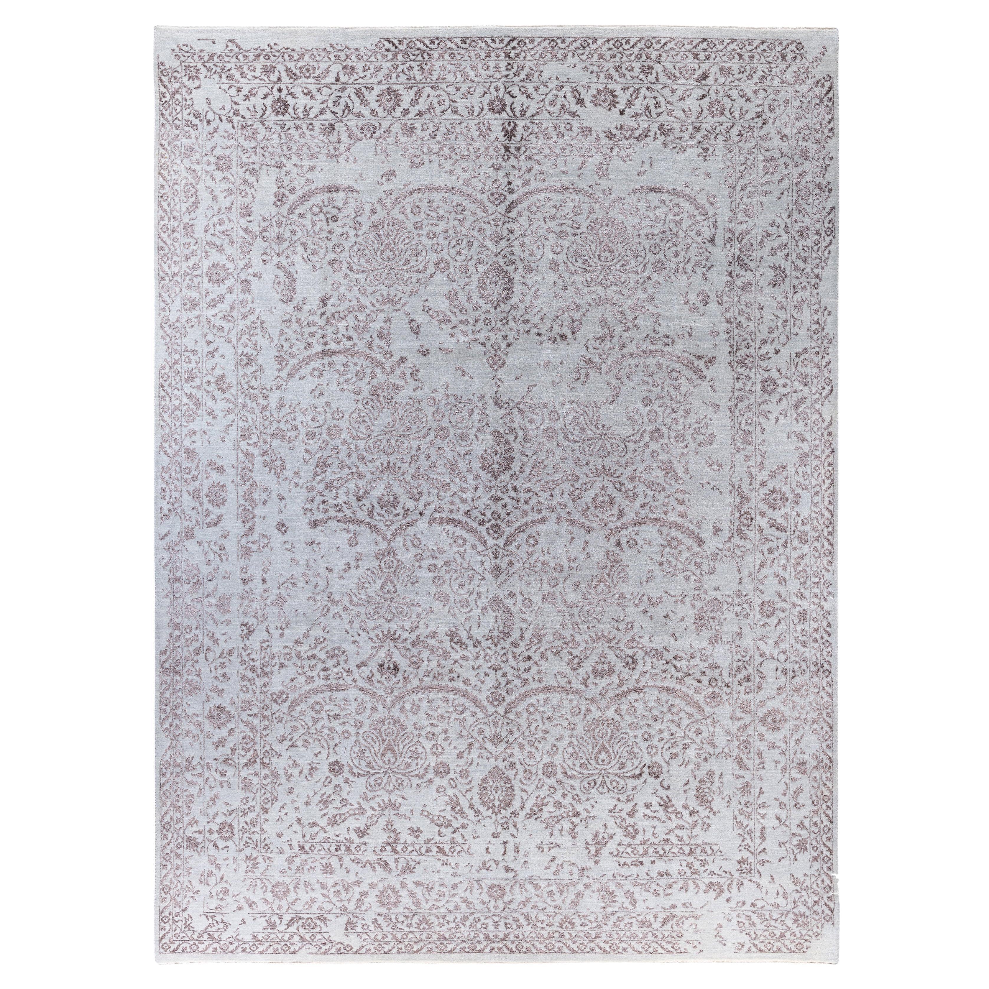 Traditional Abstract Wool, Silk Hand Knoted Gray Area Rugs 9' 1" x 12' 1"