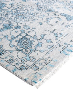 Traditional Abstract Wool, Silk Hand Knotted Gray Area Rug 9' 1" x 12' 3"