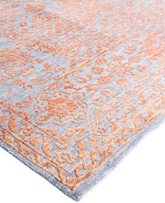 Traditional Abstract Wool, Silk Hand Knotted Gray Area Rug 9' 1" x 12' 4"