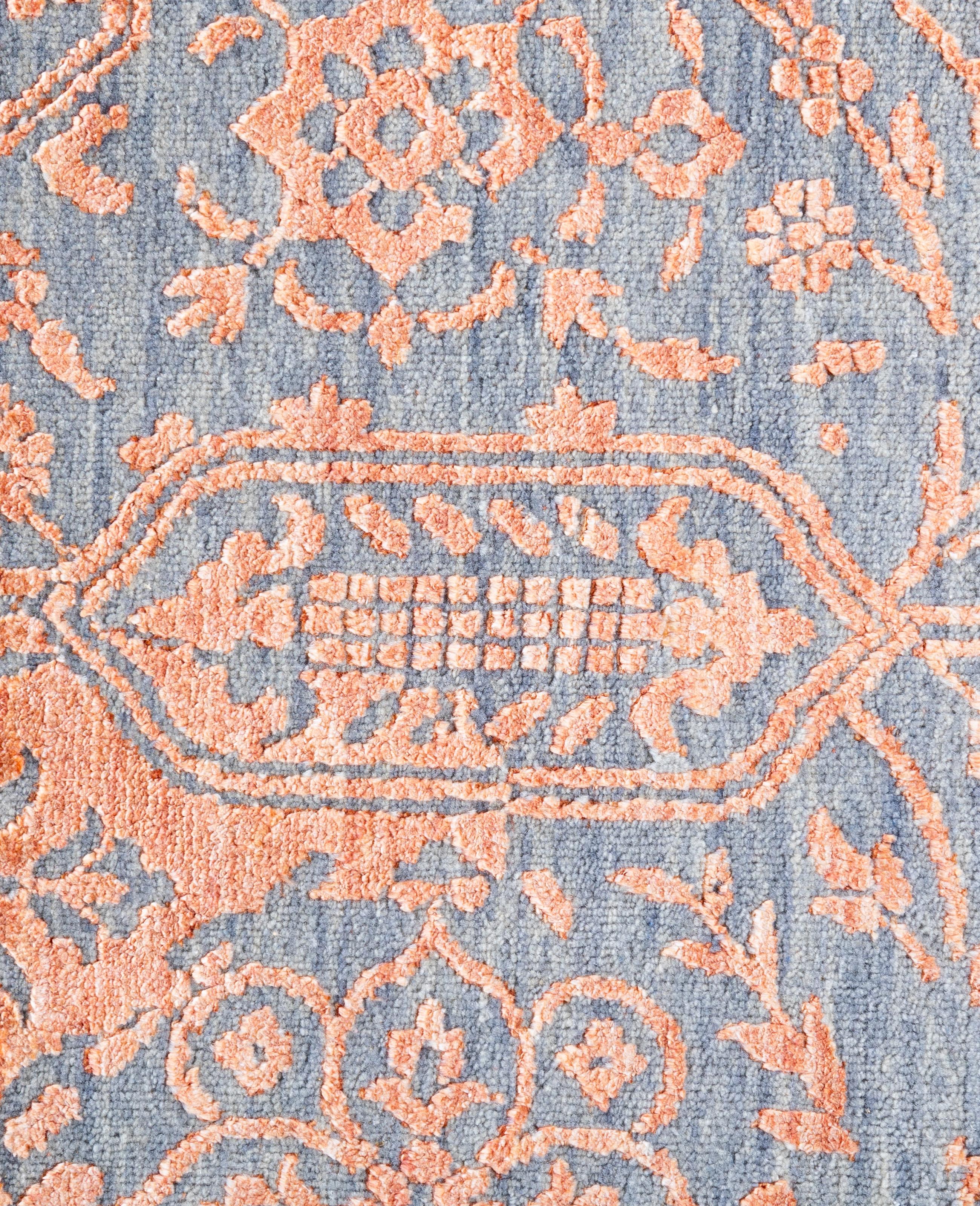 Indiano Traditional Abstract Wool, Silk Hand Knoted Gray Area Rugs 9' 1
