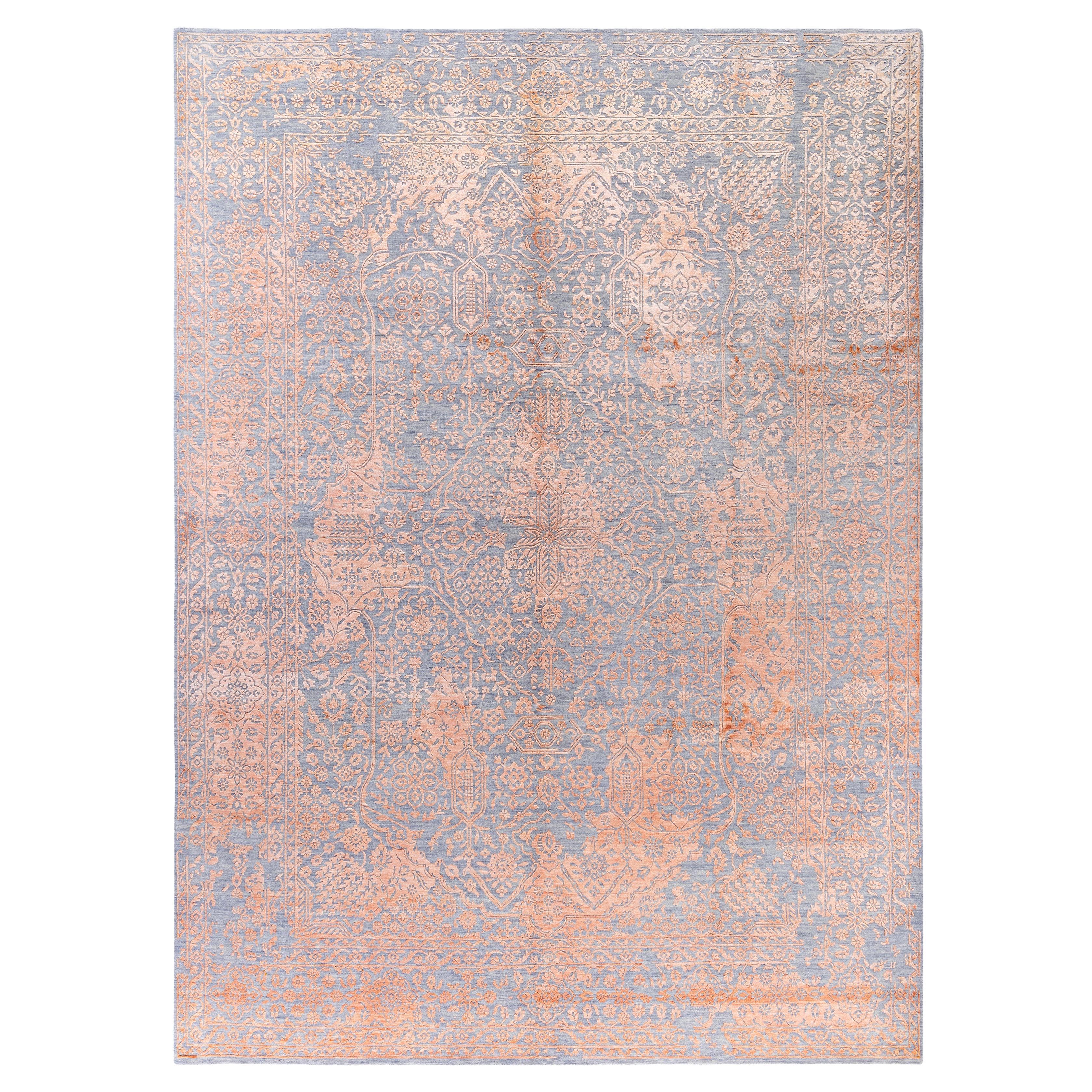 Traditional Abstract Wool, Silk Hand Knoted Gray Area Rugs 9' 1" x 12' 4"