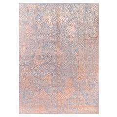 Traditioneller abstrakter handgeknüpfter grauer Teppich aus Wolle und Seide 9' 1" x 12' 4"