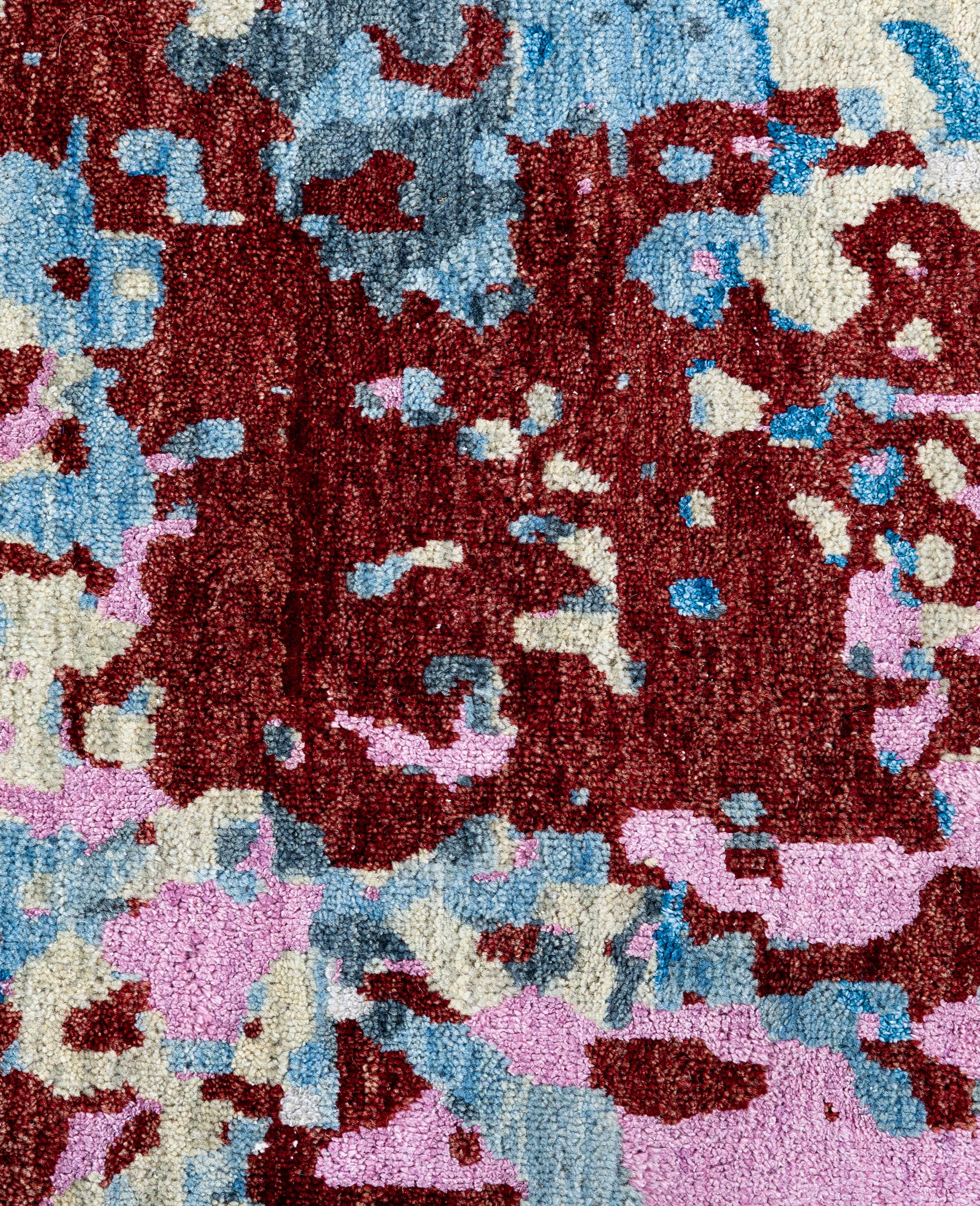 Indiano Traditional Abstract Wool, Silk Hand Knotted Gray Area Rugs 9' 1