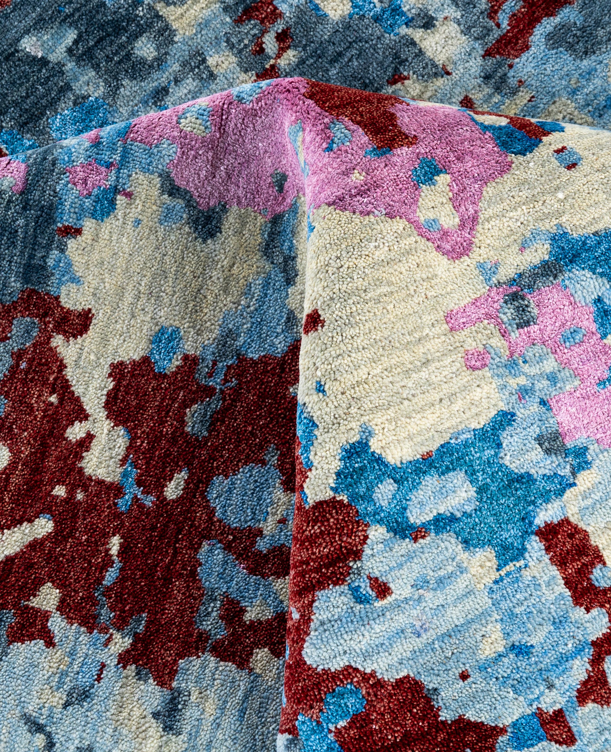 Lana Traditional Abstract Wool, Silk Hand Knotted Gray Area Rugs 9' 1