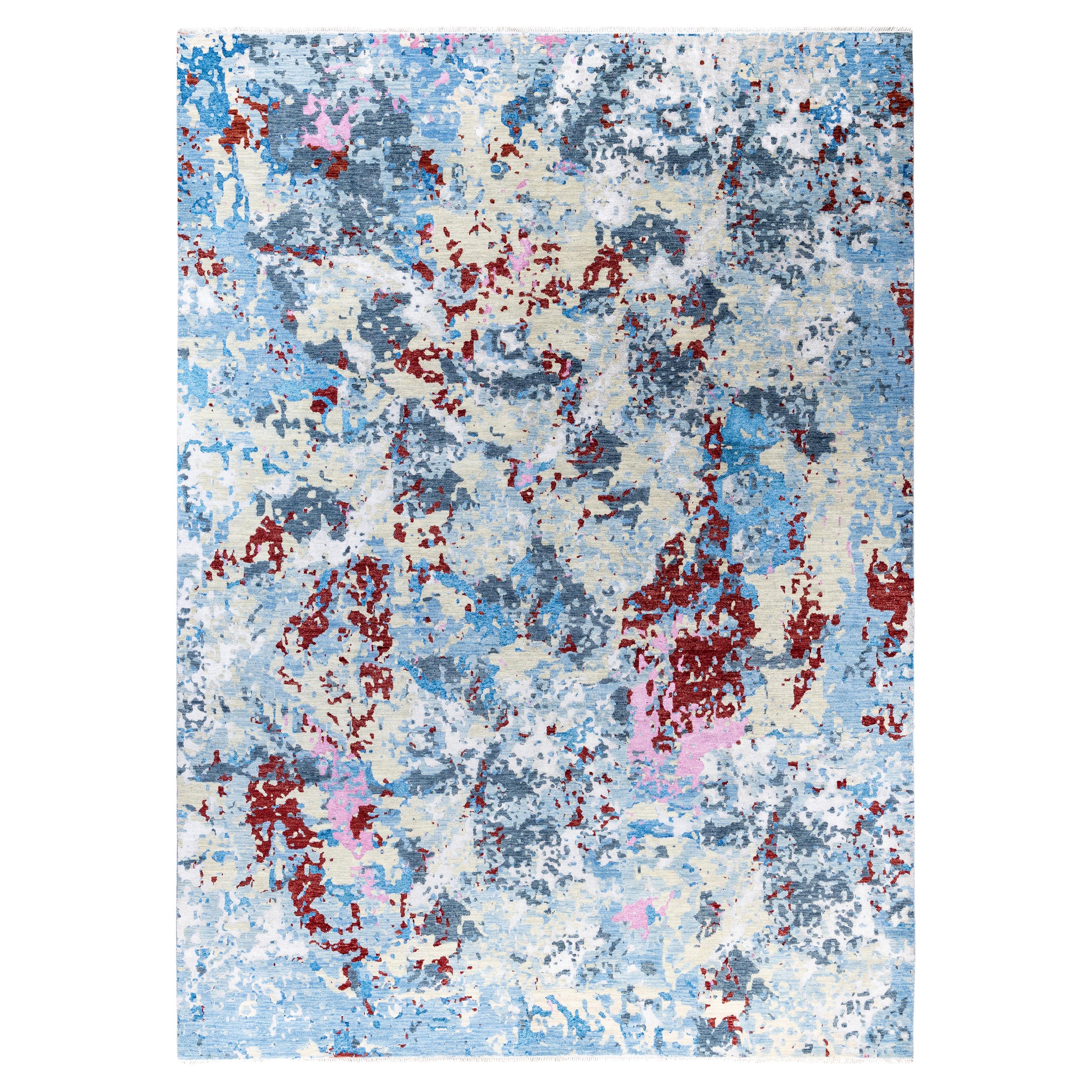Traditional Abstract Wool, Silk Hand Knotted Gray Area Rugs 9' 1" x 12' 7"