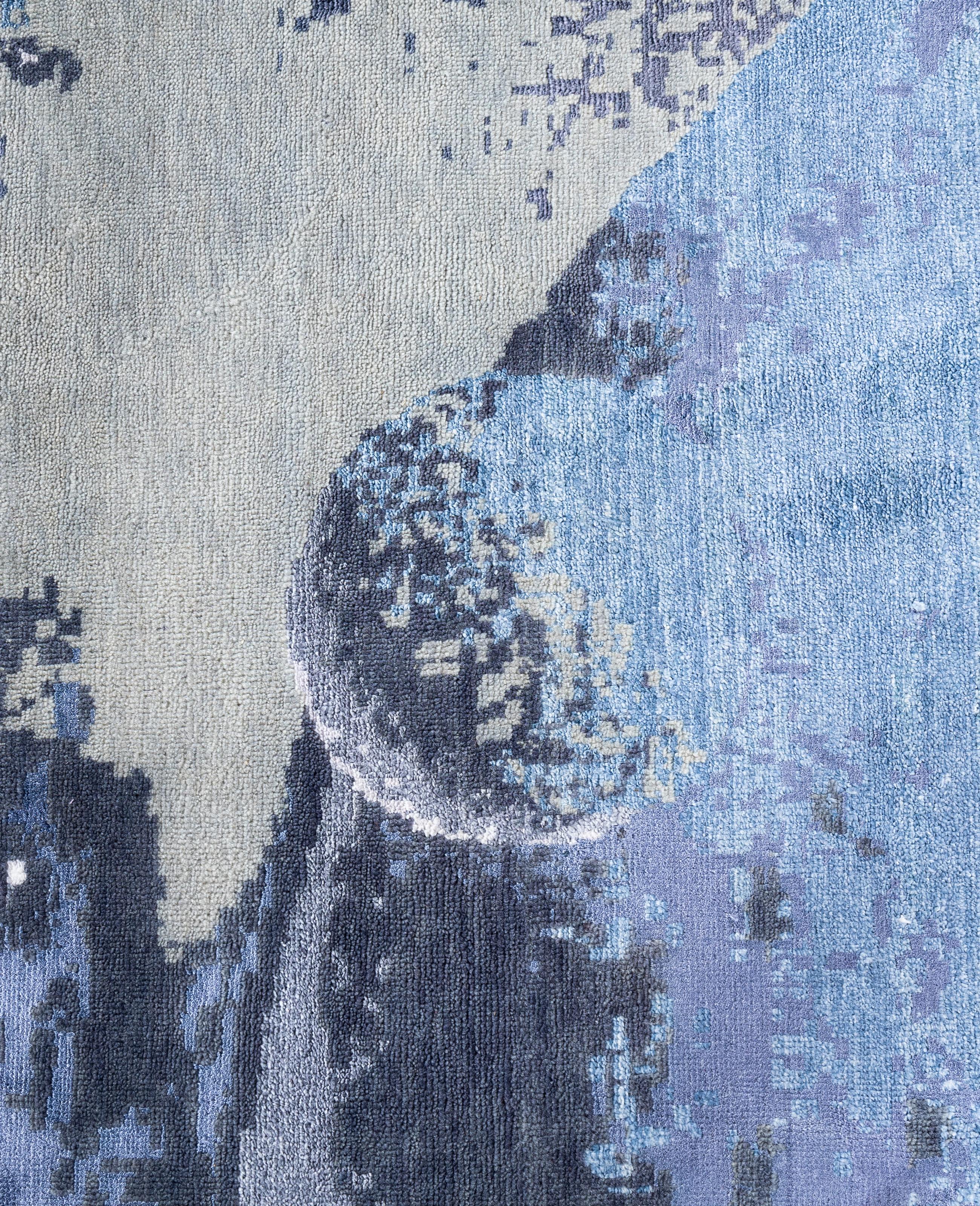 Indiano Traditional Abstract Wool, Silk Hand Knoted Gray Area Rugs 9' 2