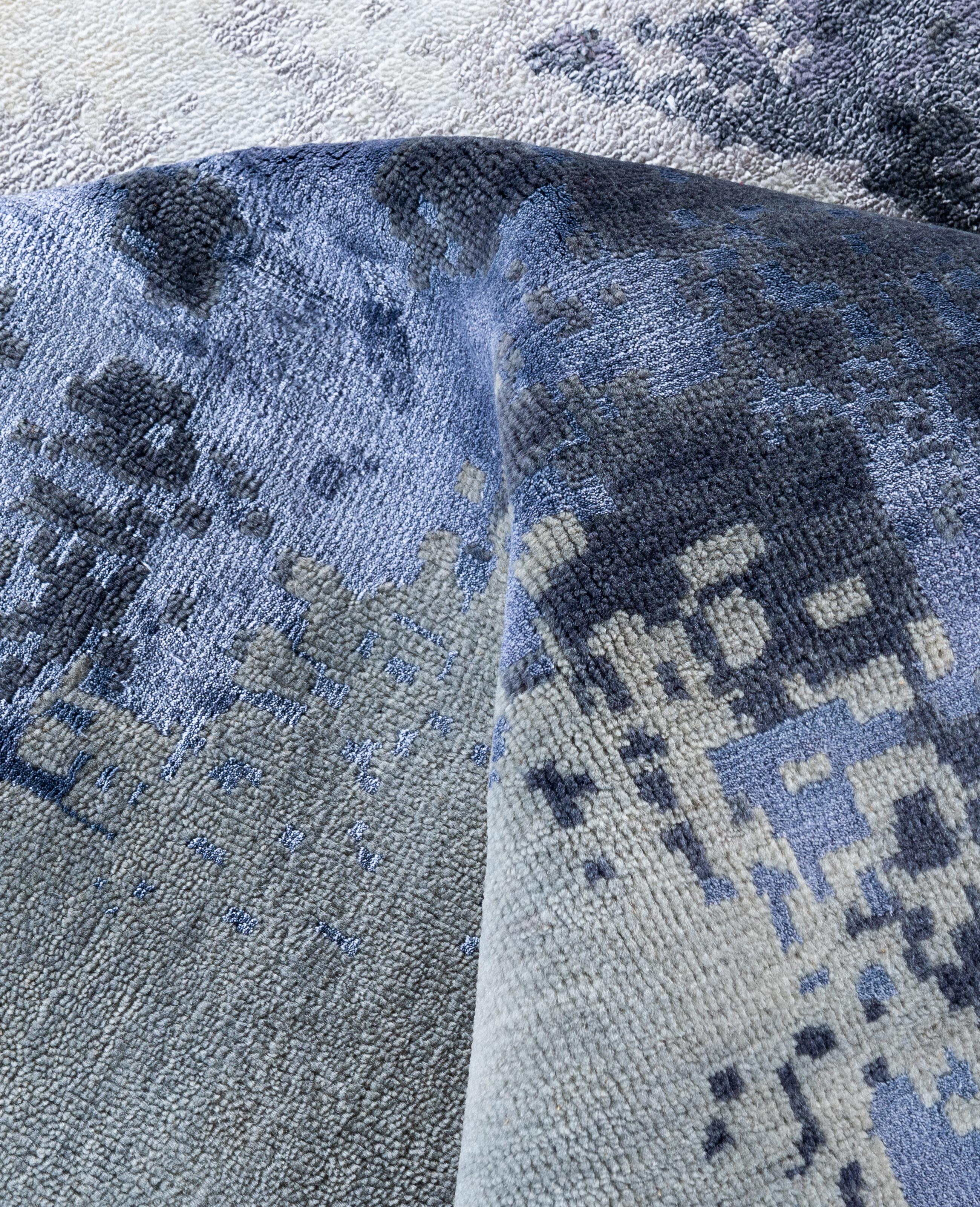 Lana Traditional Abstract Wool, Silk Hand Knoted Gray Area Rugs 9' 2