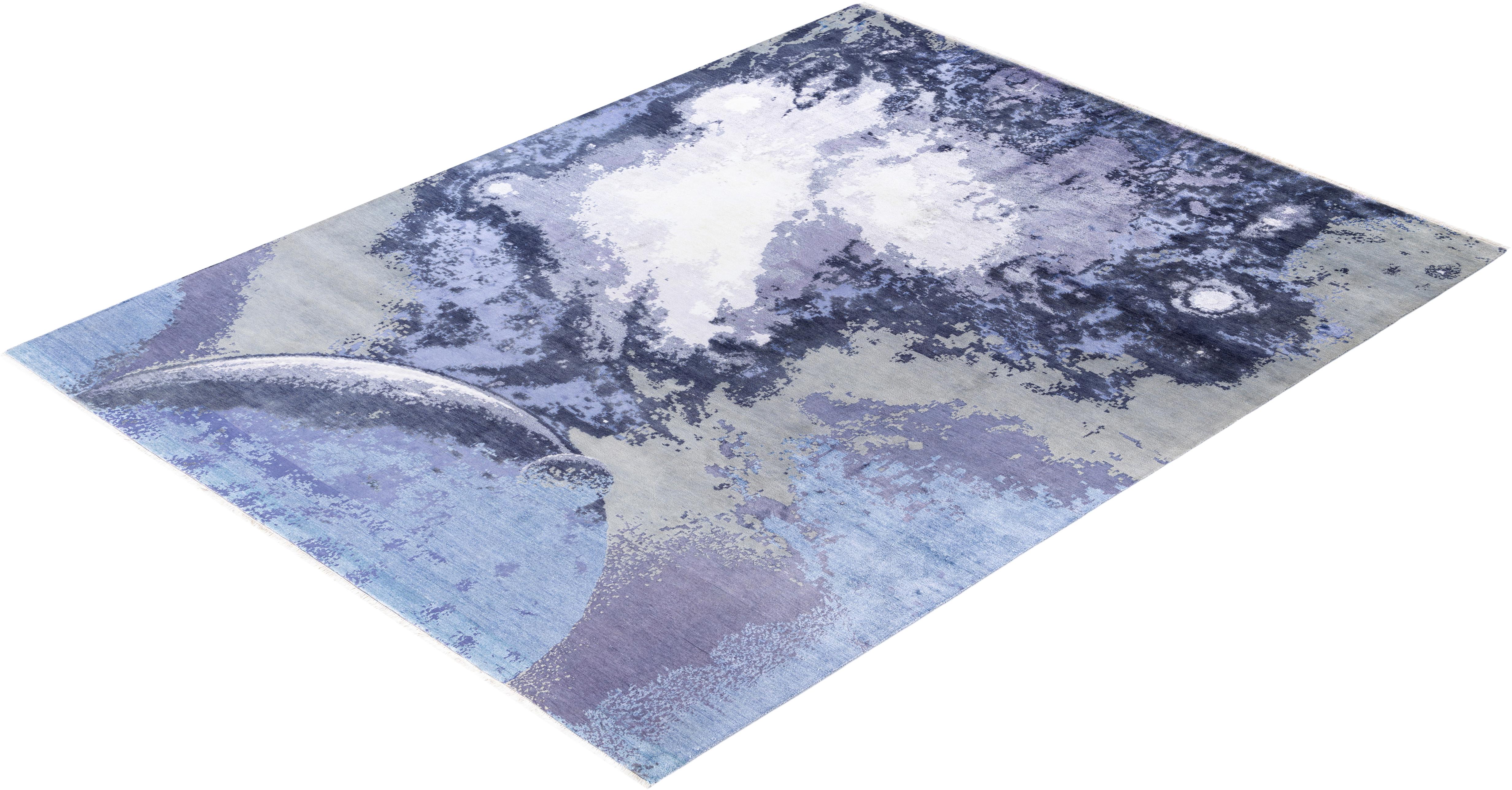 Traditional Abstract Wool, Silk Hand Knoted Gray Area Rugs 9' 2
