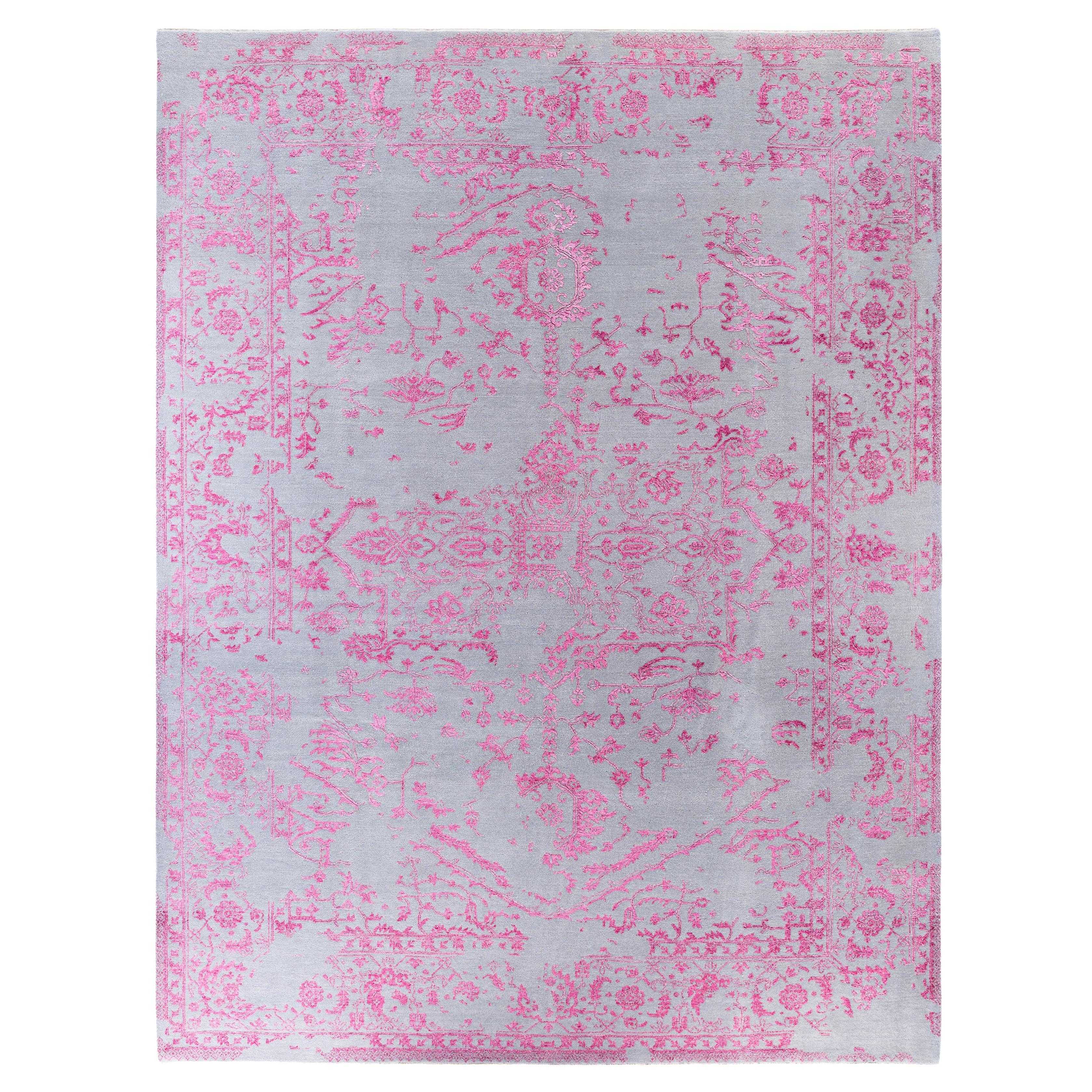 Traditional Abstract Wool, Silk Hand Knoted Gray Area Rugs 9' 2" x 12' 1"